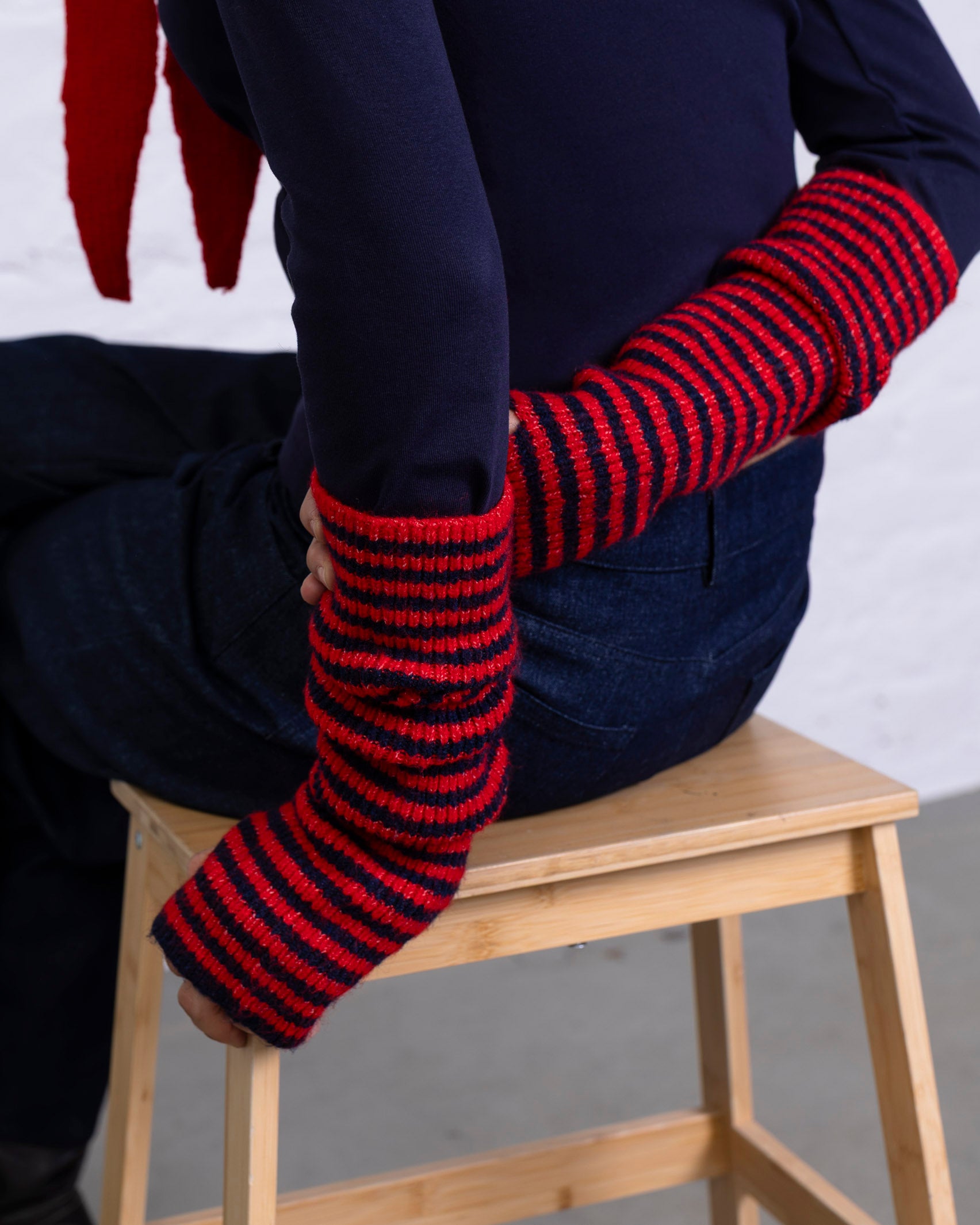 Gestreifte Strickstulpen
