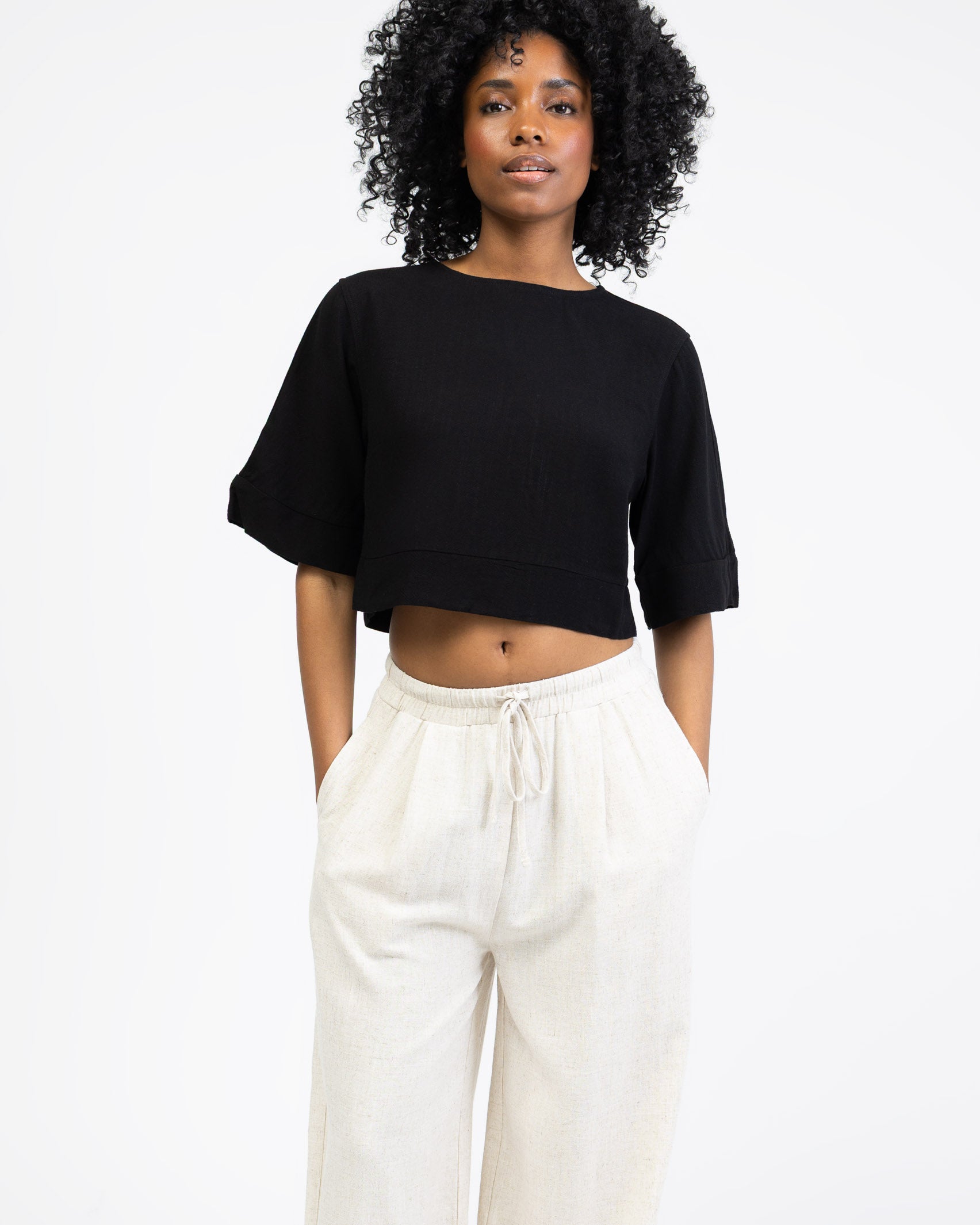 Weites, luftiges Top aus Leinen Mix