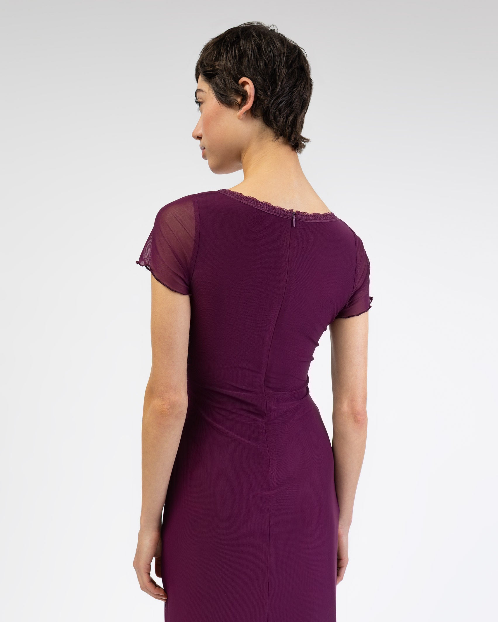 Mesh Maxikleid mit Spitzendetails