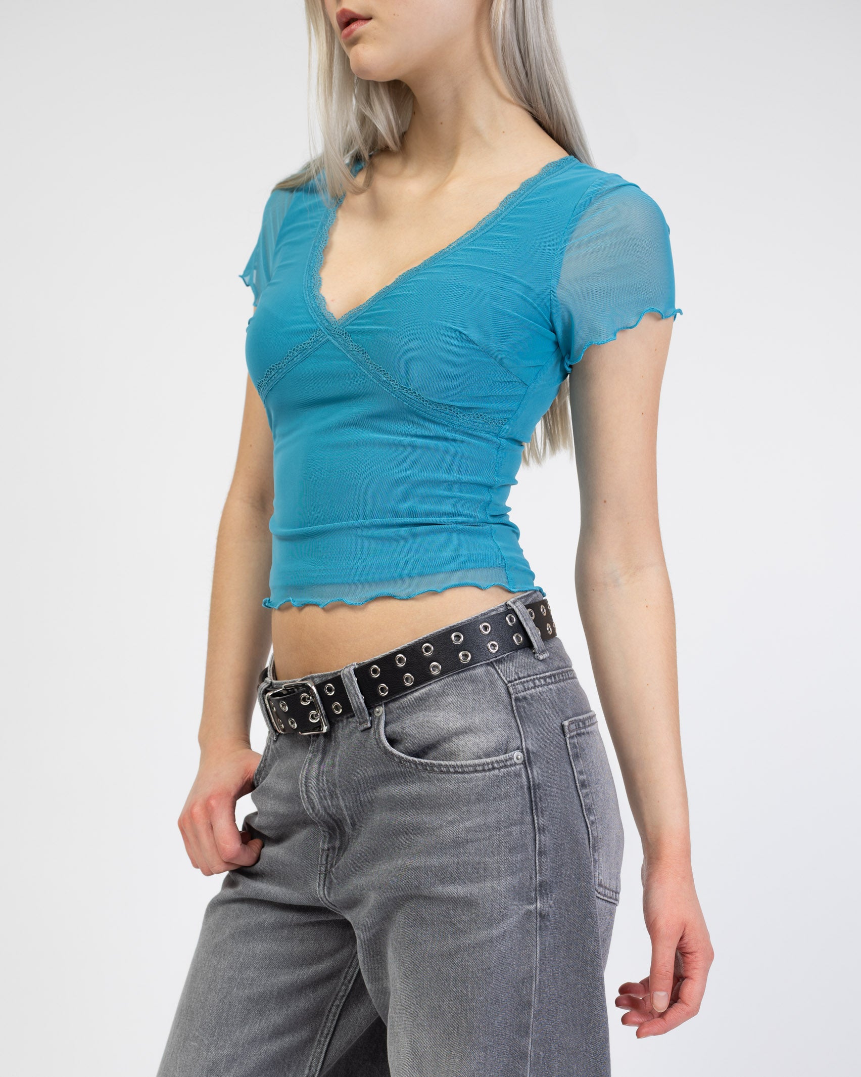 Mesh Shirt mit Spitzendetails