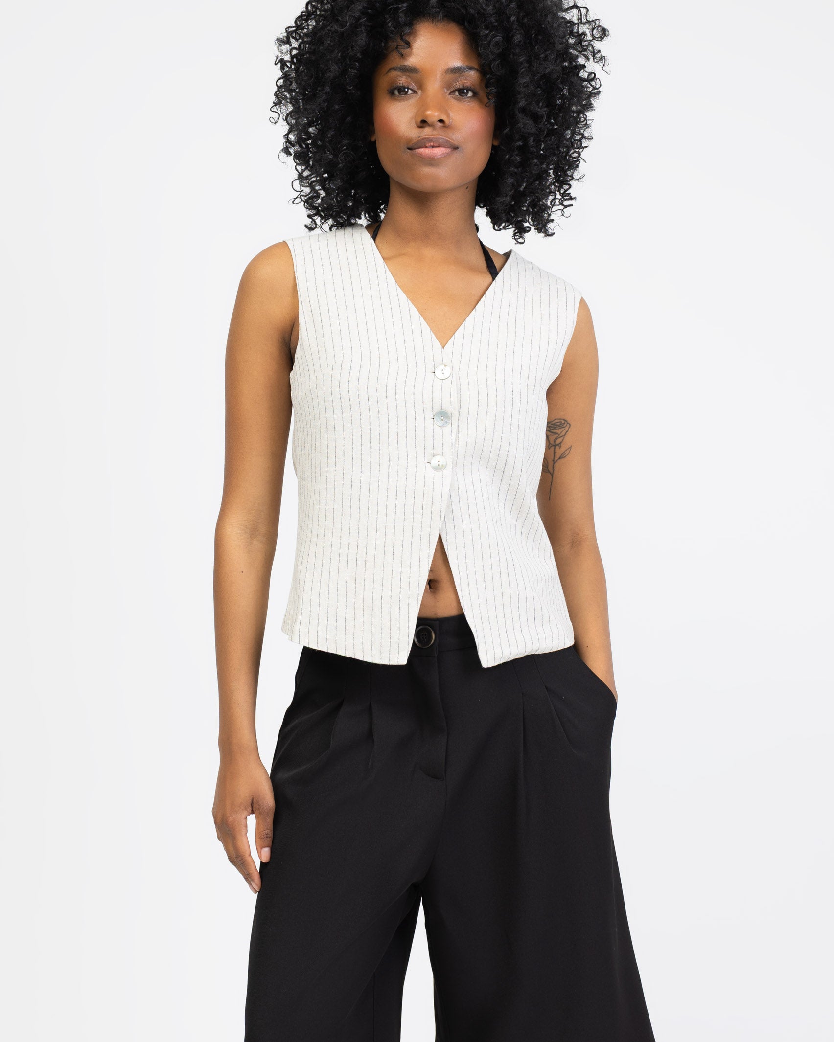 Nadelstreifen Weste mit V-Ausschnitt