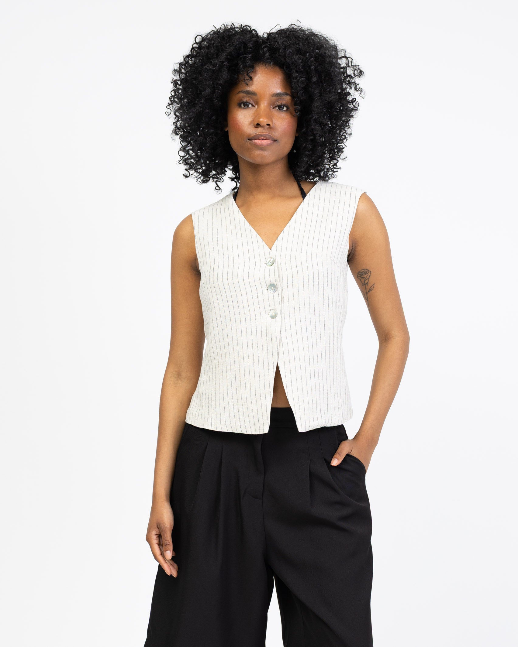 Nadelstreifen Weste mit V-Ausschnitt