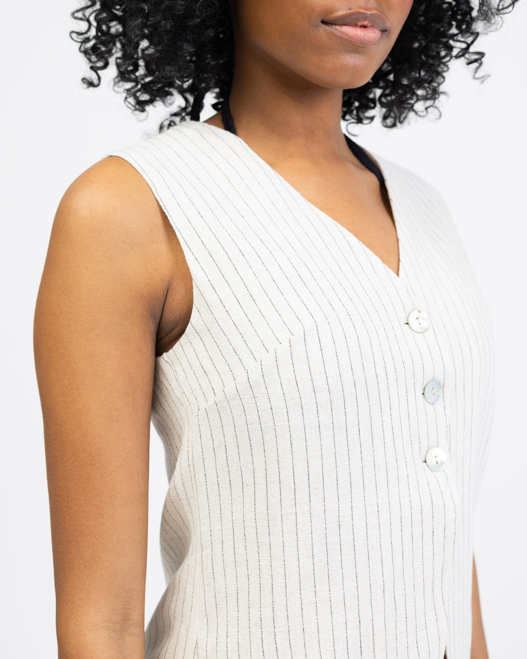 Nadelstreifen Weste mit V-Ausschnitt
