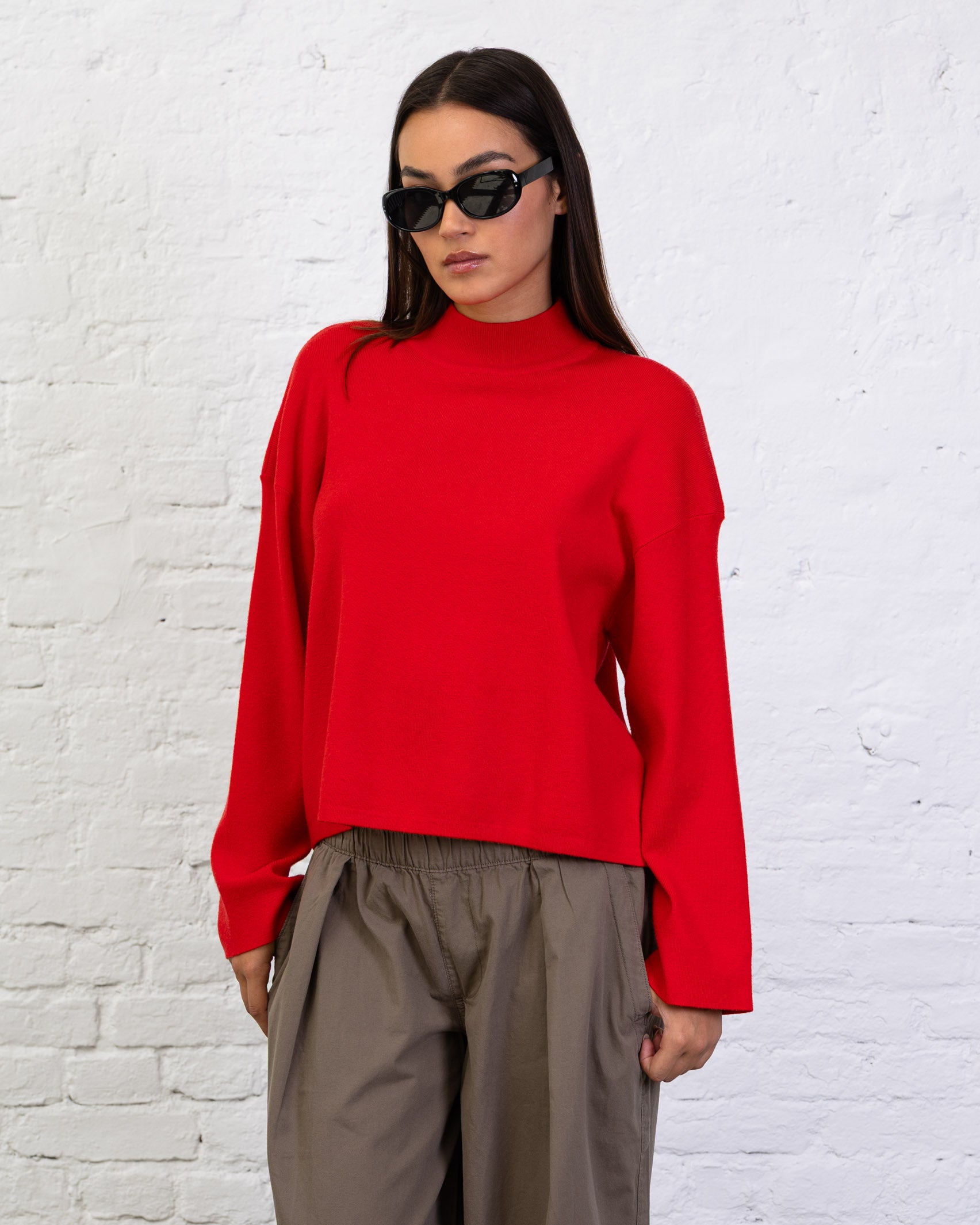 Soft sweater with stand-up collar