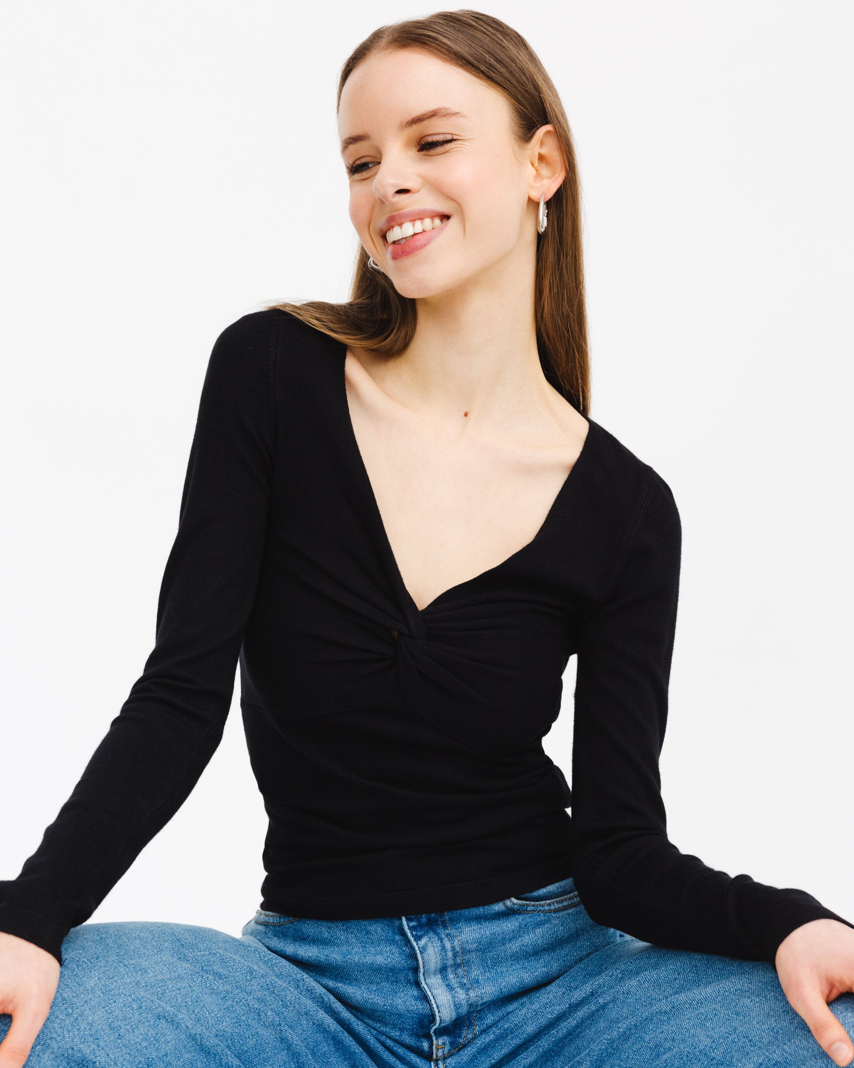 Langarmshirt mit Knoten Detail - Broke + Schön