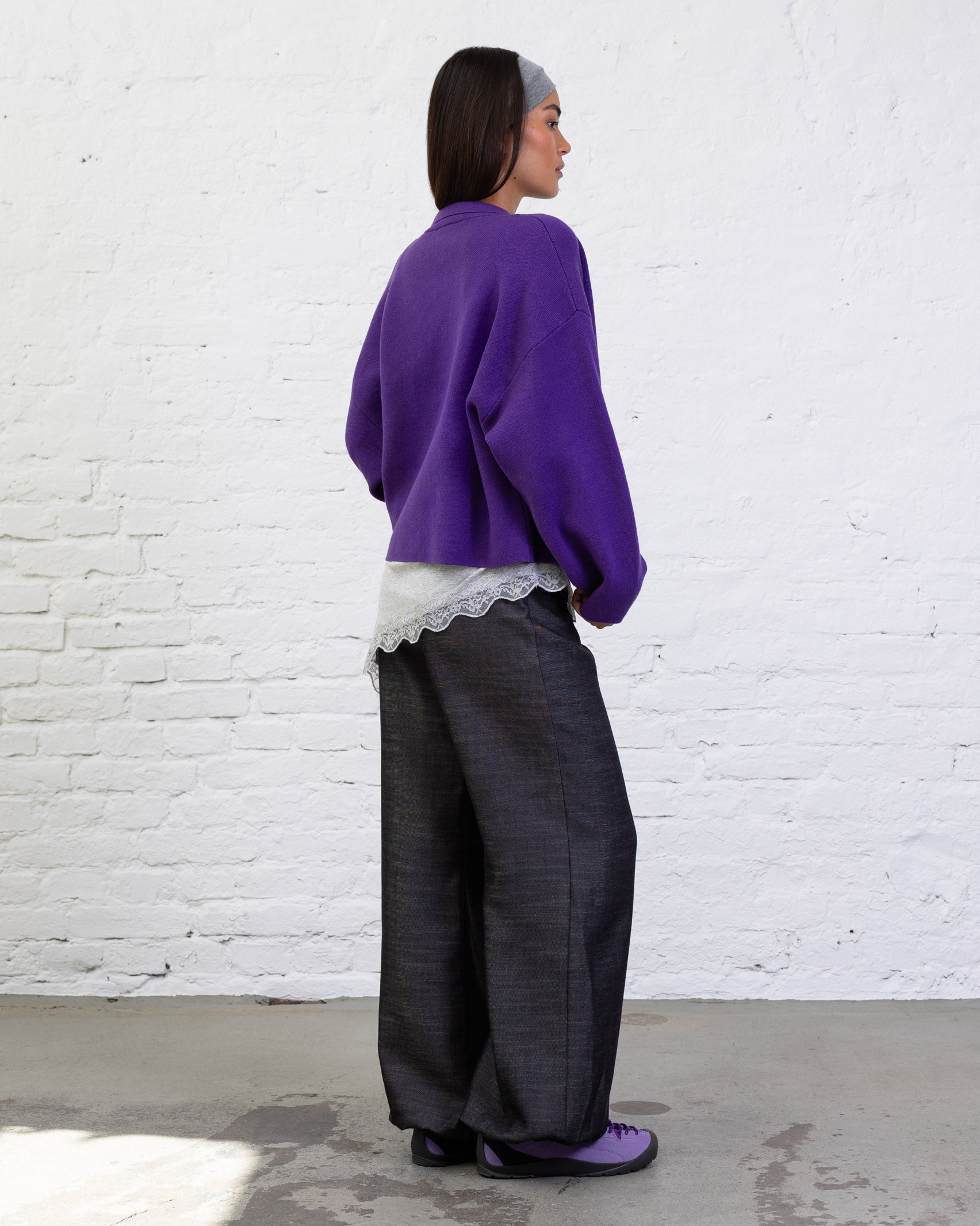 Kastige Strickjacke mit Reißverschluss