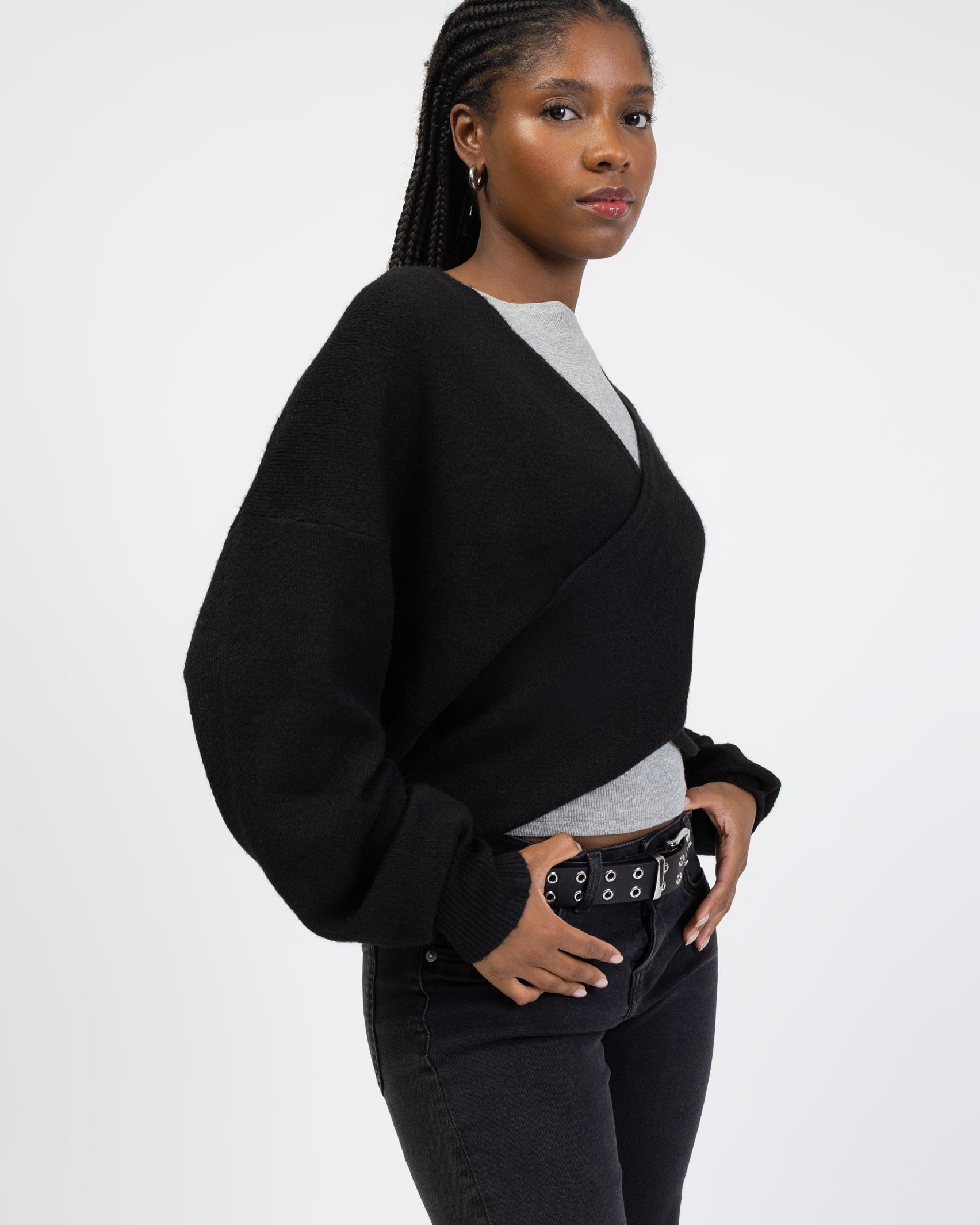 Wickelpullover mit V-Ausschnitt