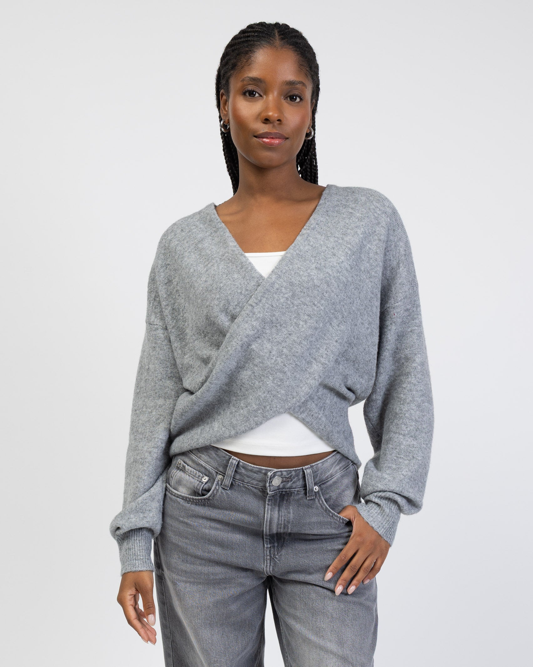 Wickelpullover mit V-Ausschnitt