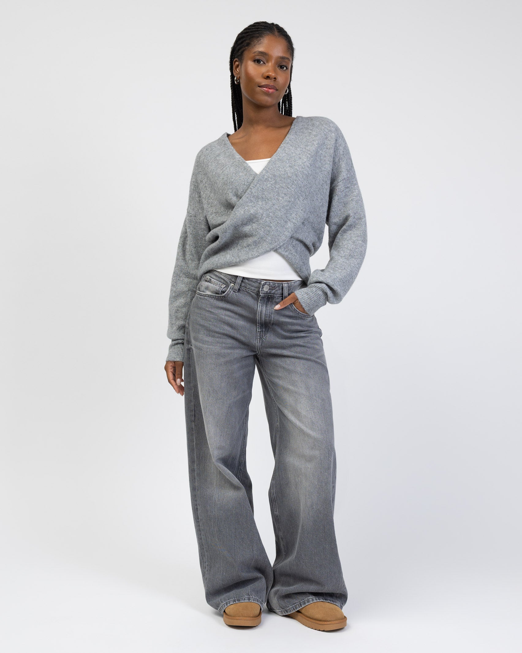 Wickelpullover mit V-Ausschnitt