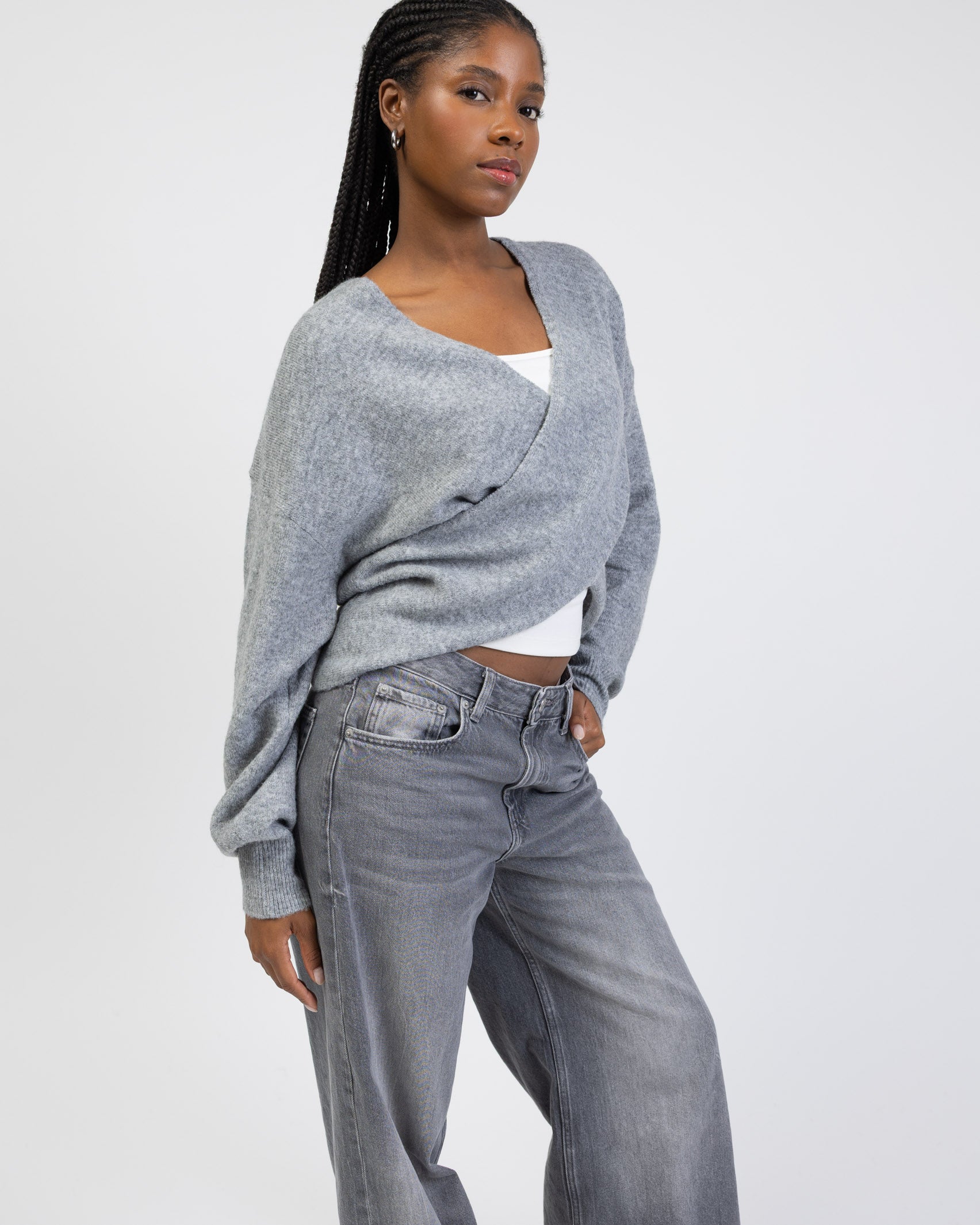 Wickelpullover mit V-Ausschnitt