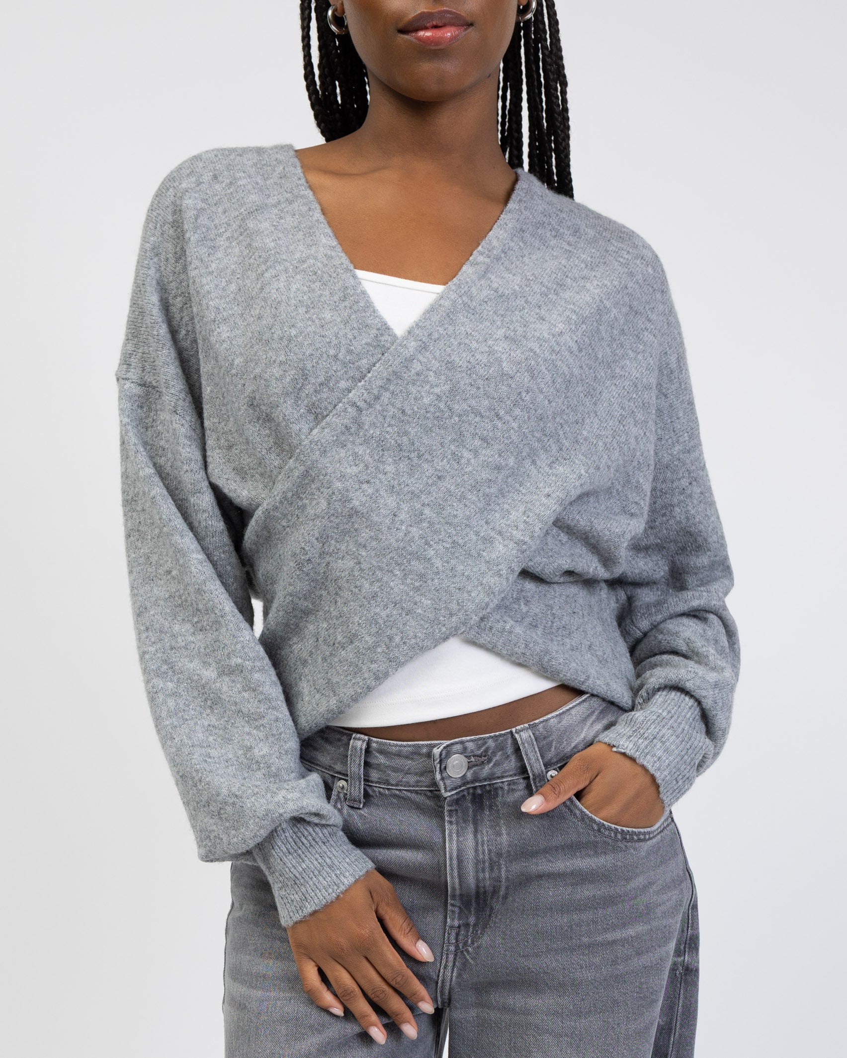 Wickelpullover mit V-Ausschnitt