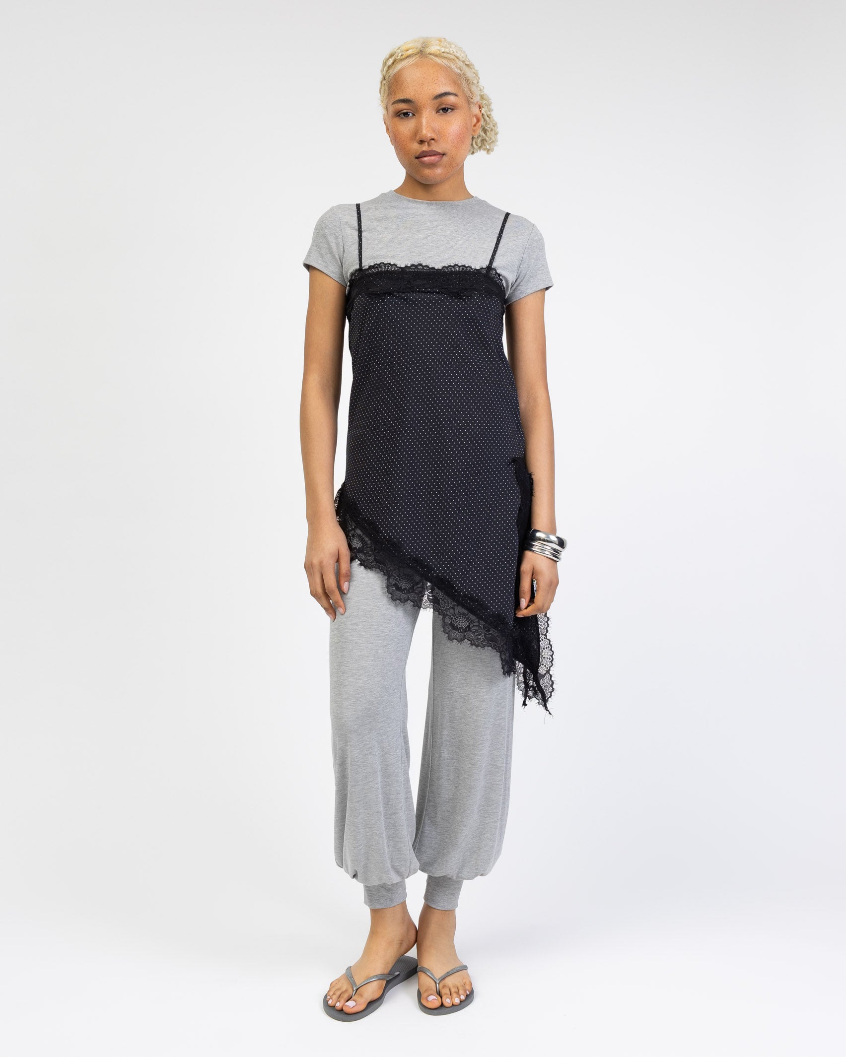 Gepunktetes Camisole mit Spitze