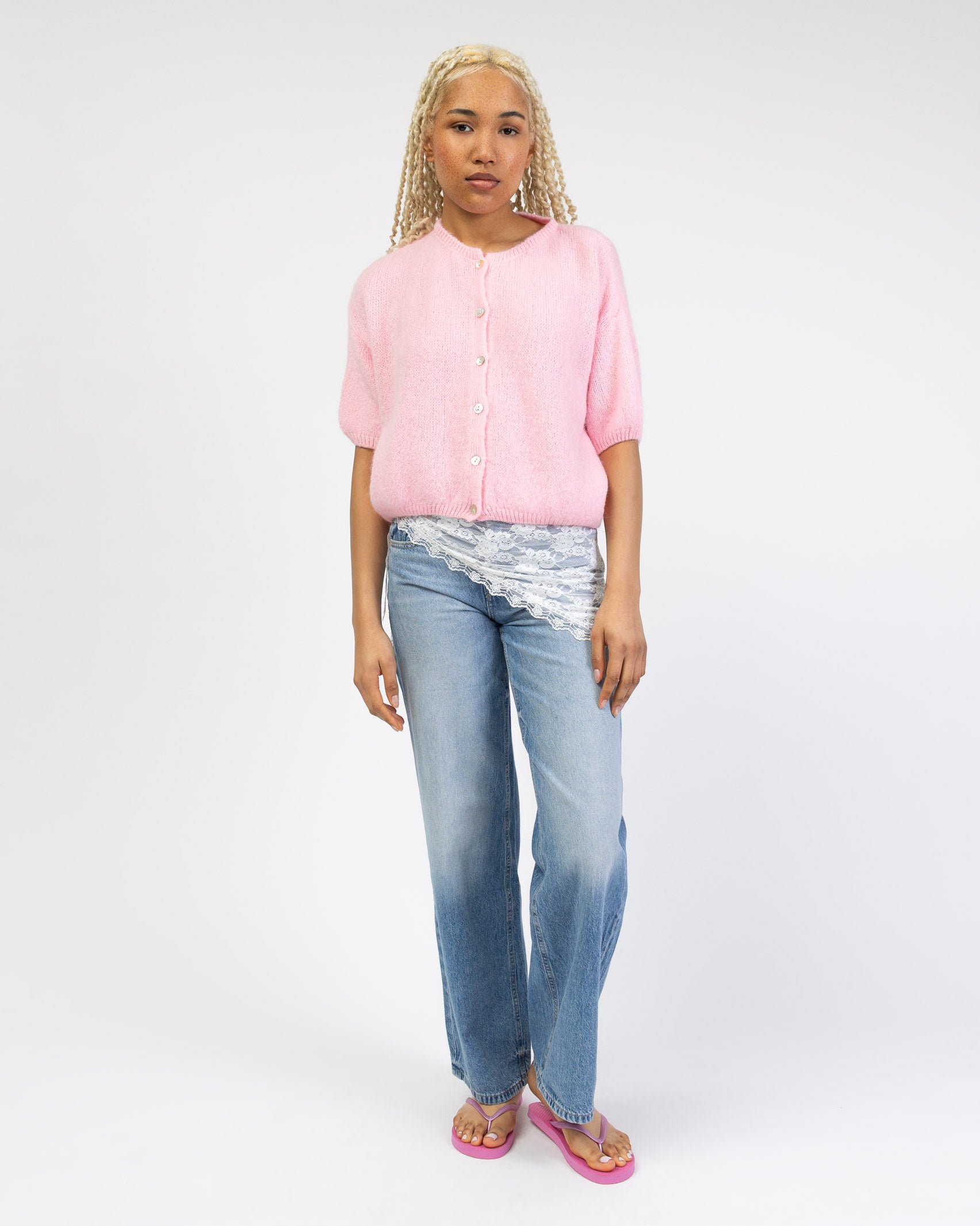 Strickjacke mit kurzen Ärmeln