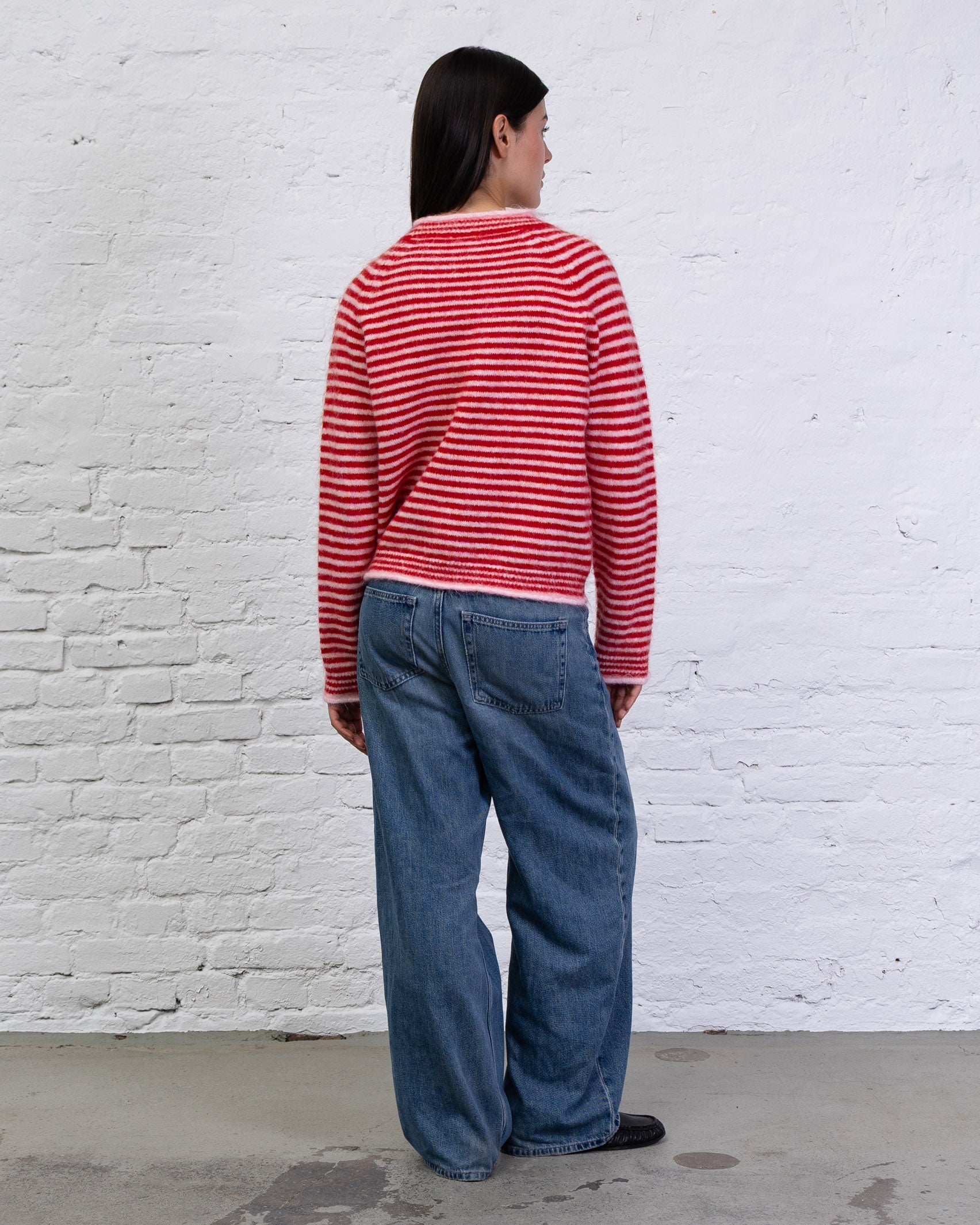 Flauschiger Pullover mit Streifen