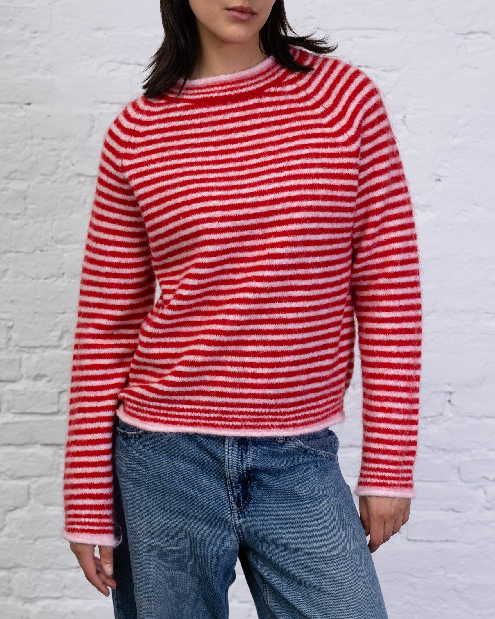 Flauschiger Pullover mit Streifen