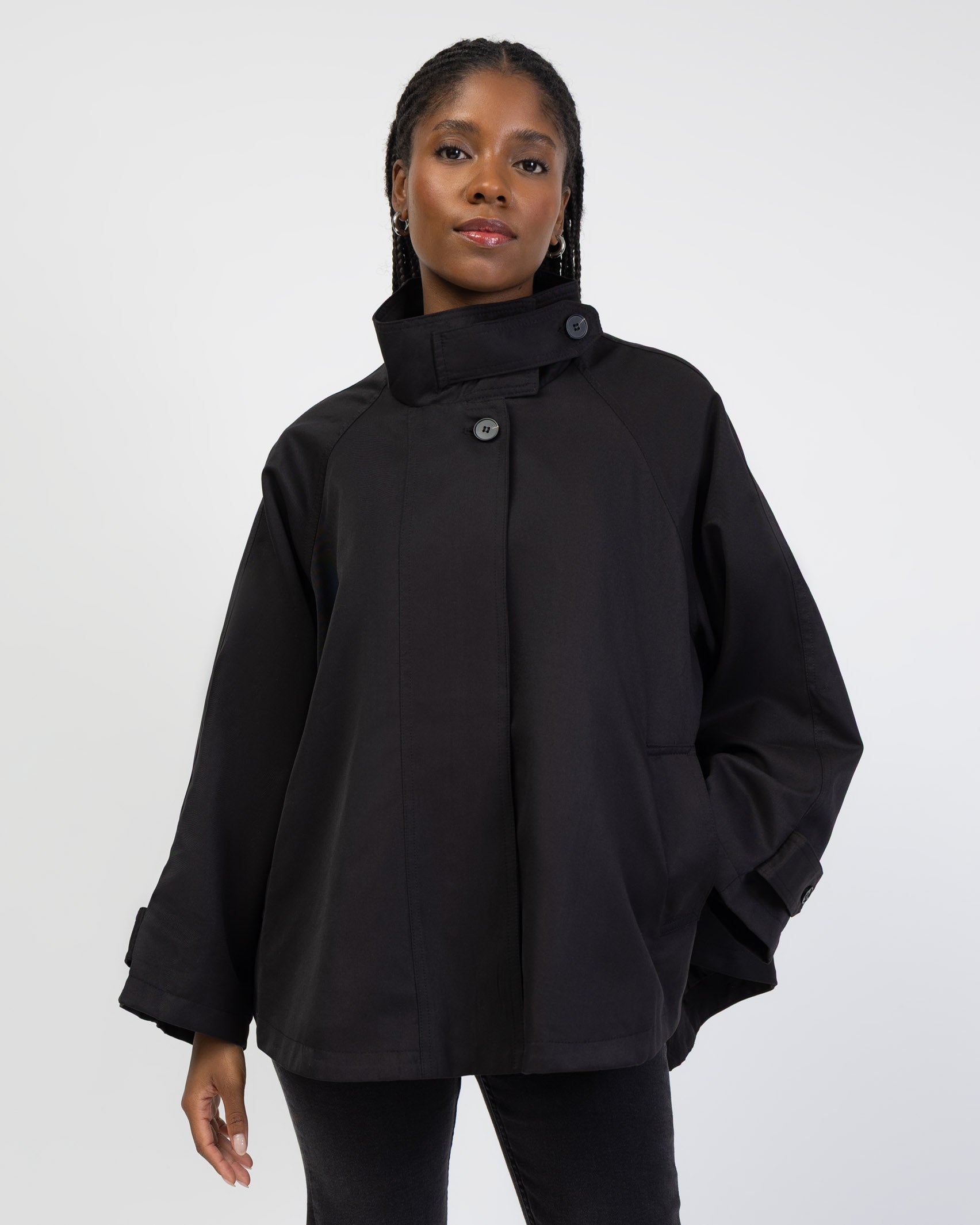 Weite Trench Jacke mit Stehkragen