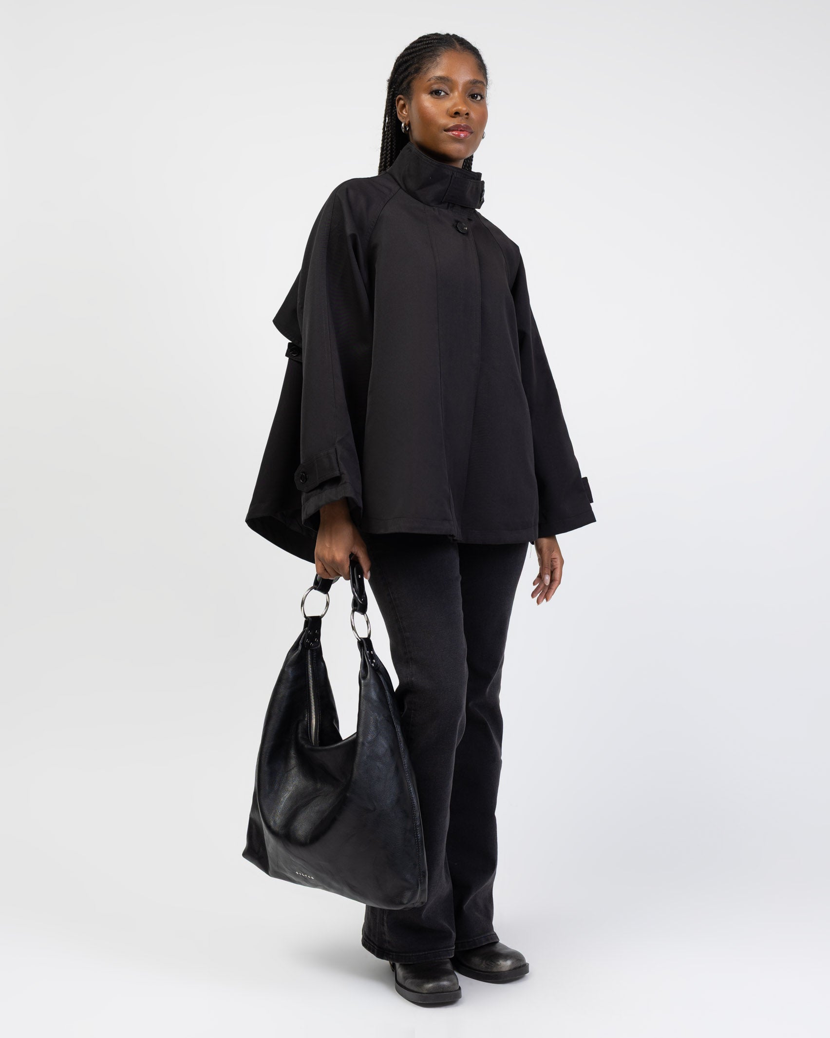 Weite Trench Jacke mit Stehkragen