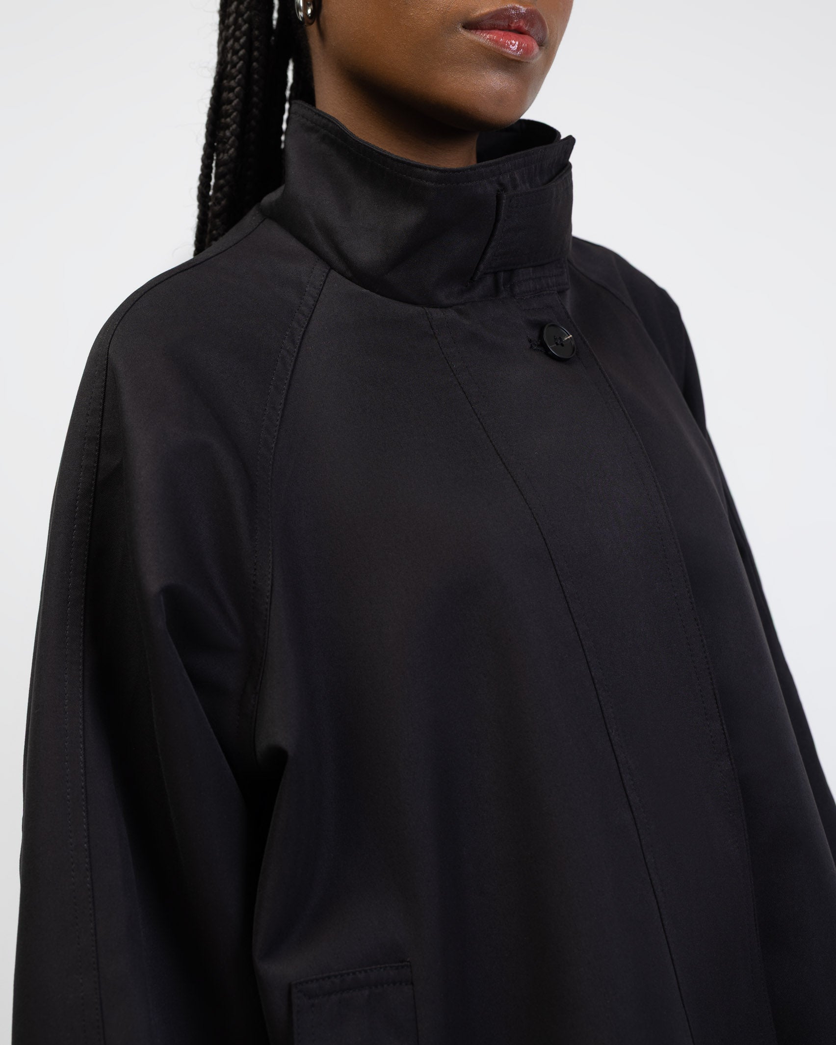 Weite Trench Jacke mit Stehkragen