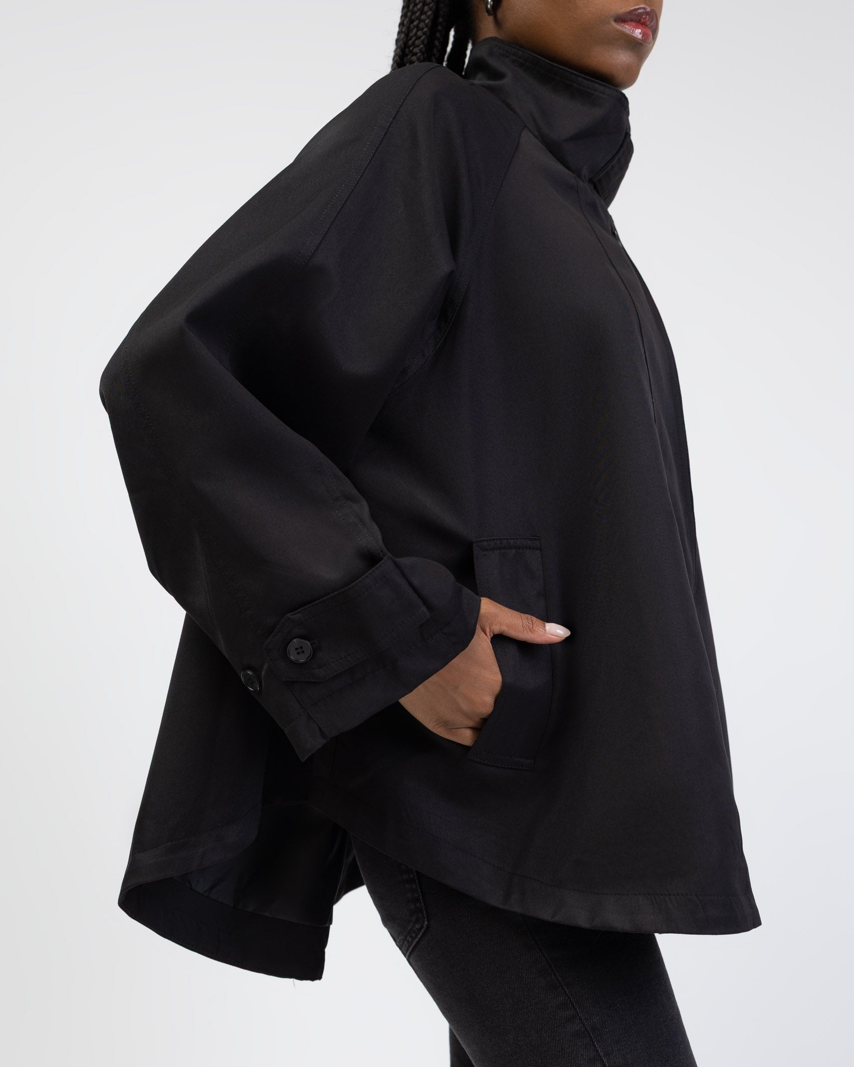 Weite Trench Jacke mit Stehkragen