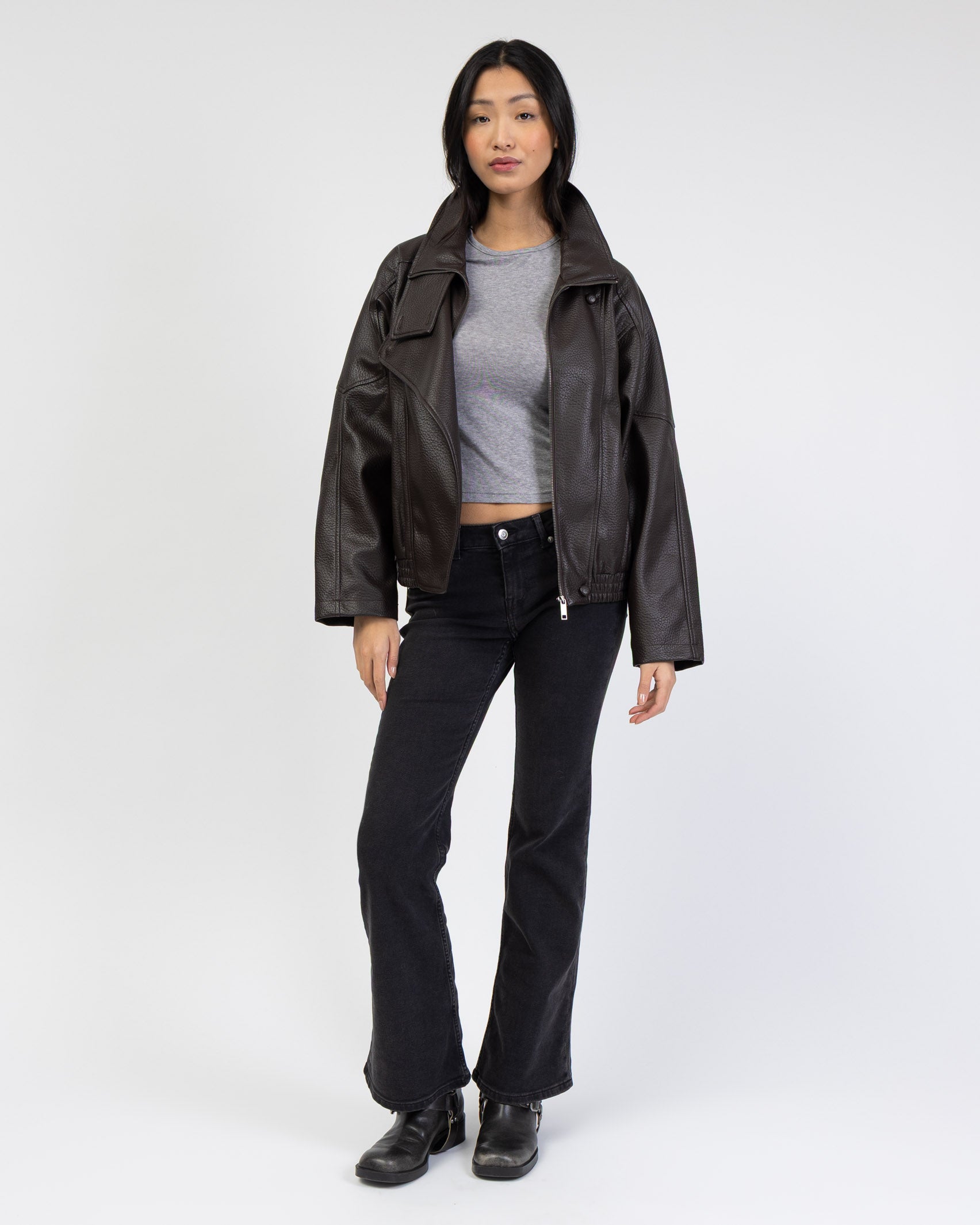 Kunstlederjacke mit Stehkragen