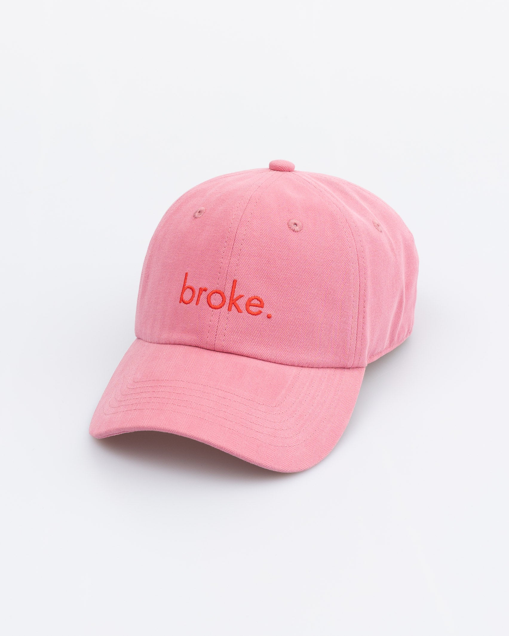 Pinke Cap mit rotem "Broke" Print