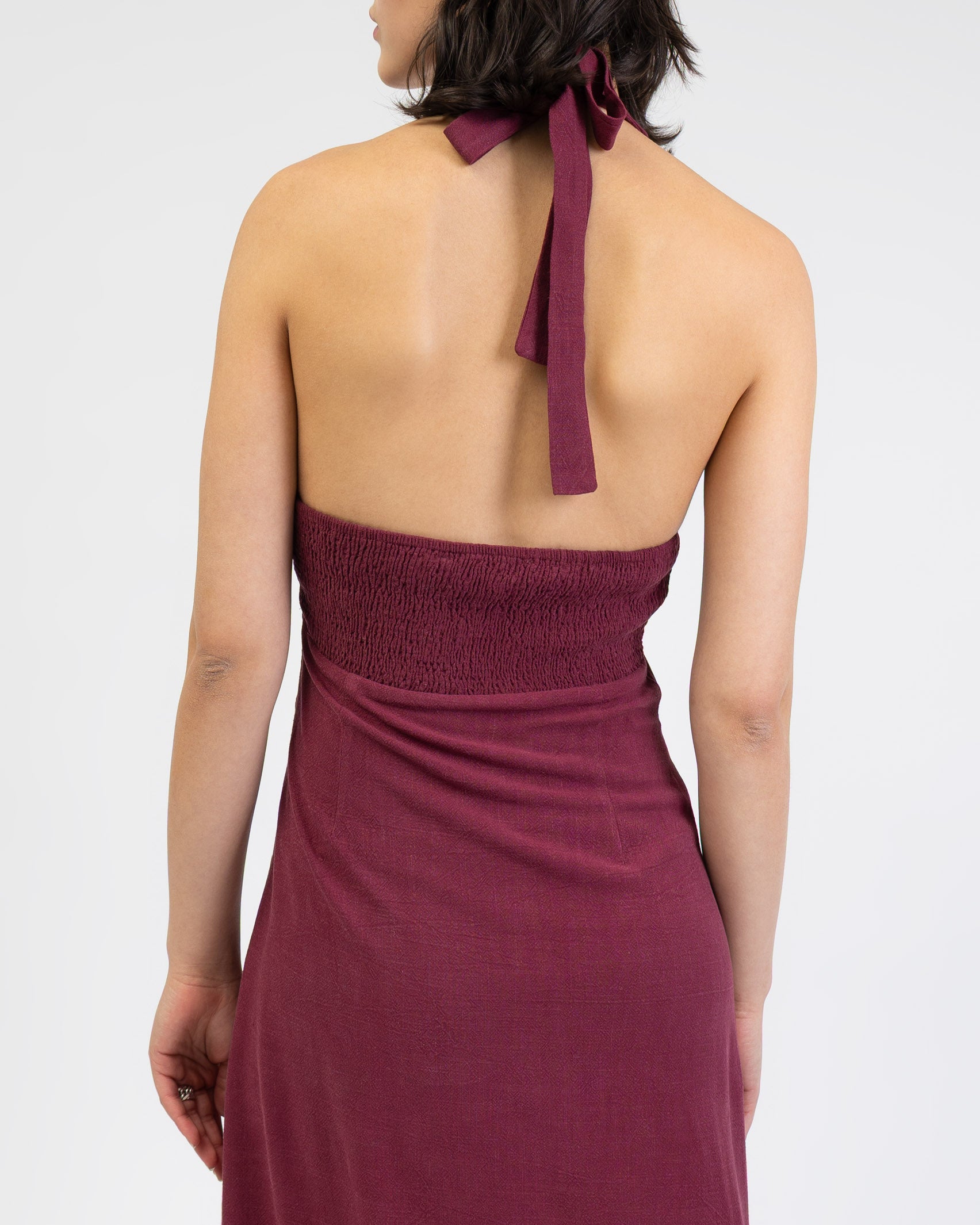 Neckholder Maxikleid aus Leinen-Mix