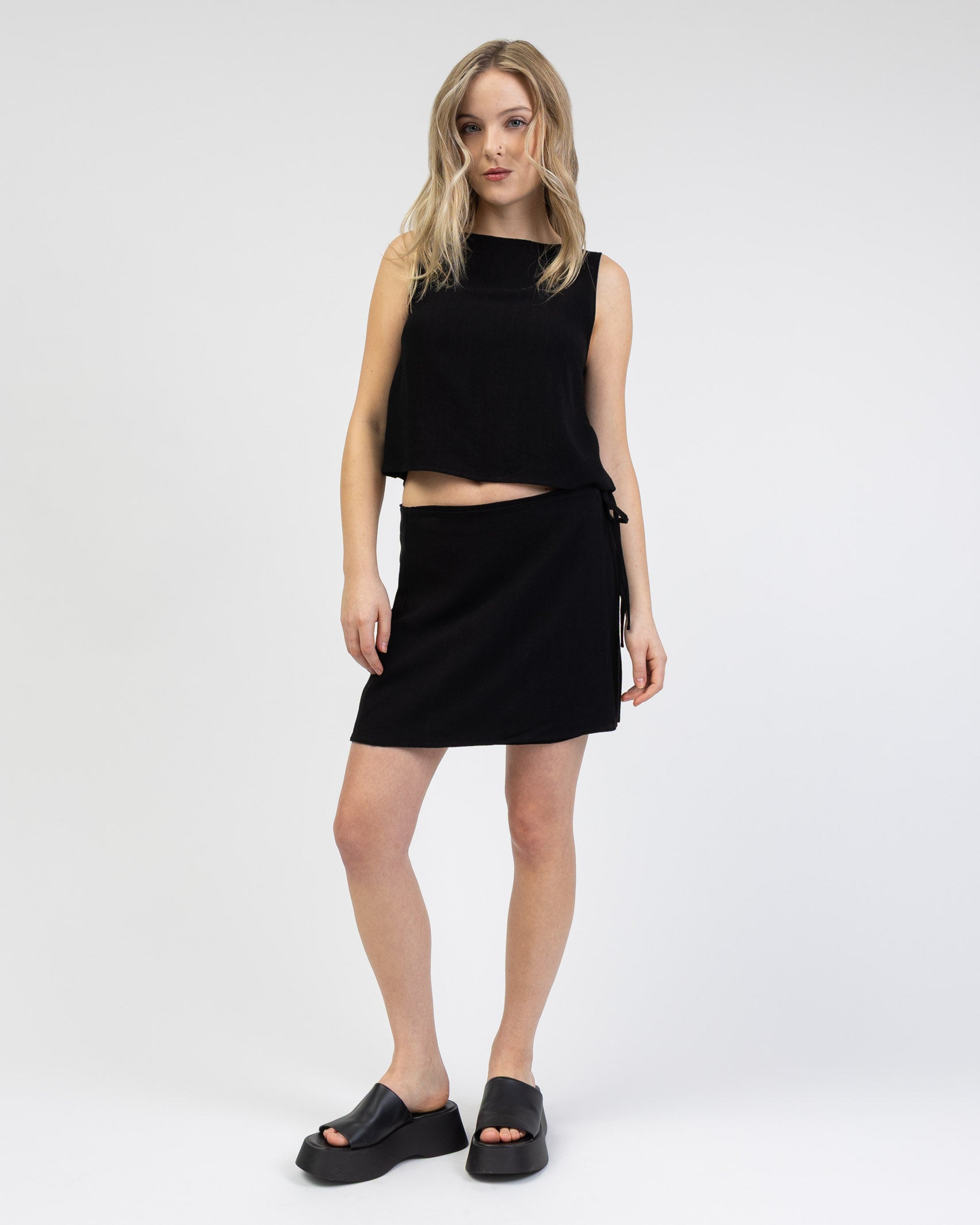 Wickelrock aus Leinen-Mix