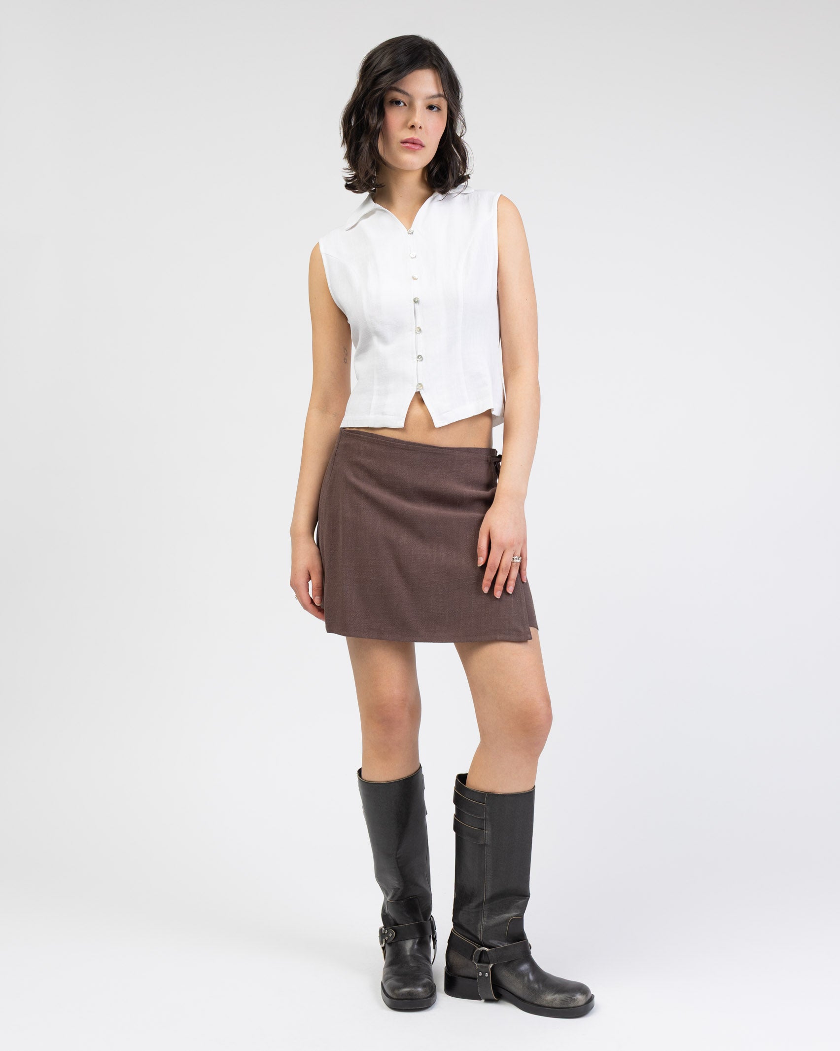 Wickelrock aus Leinen-Mix