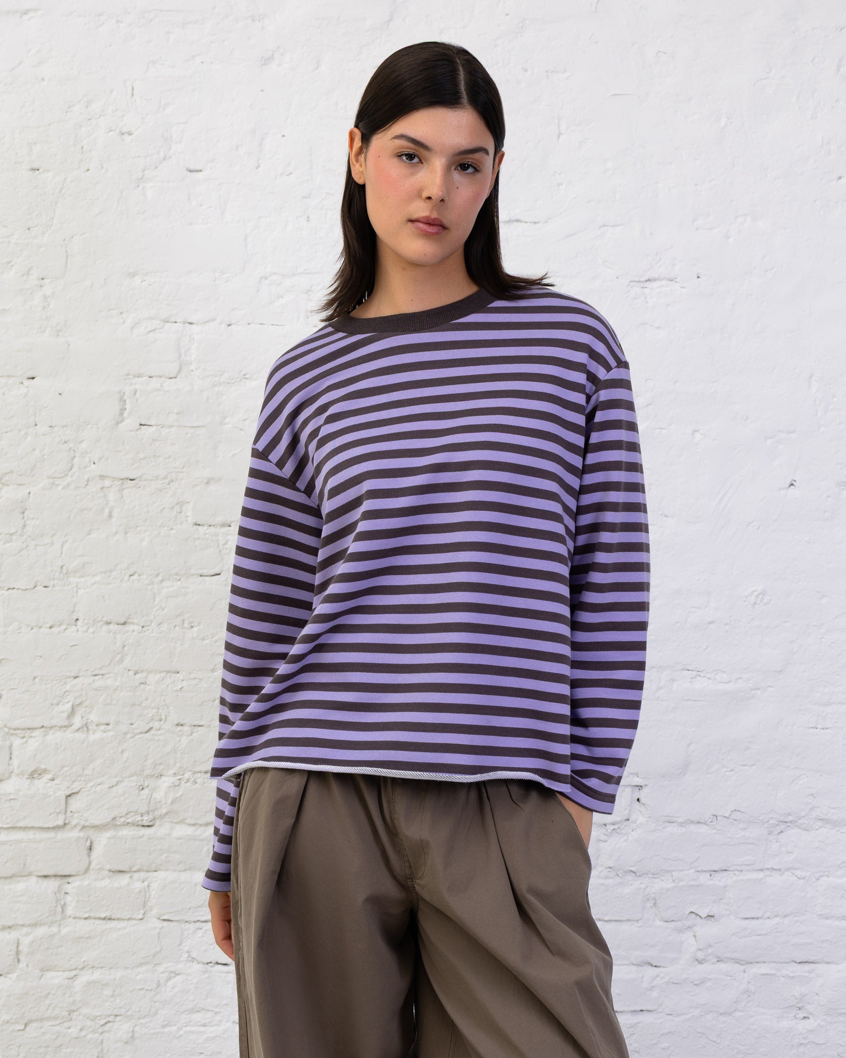 Weites Langarmshirt mit Streifen