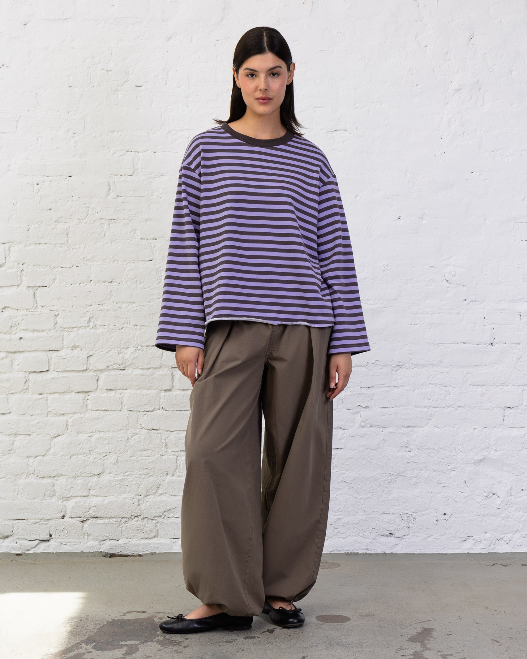 Weites Langarmshirt mit Streifen