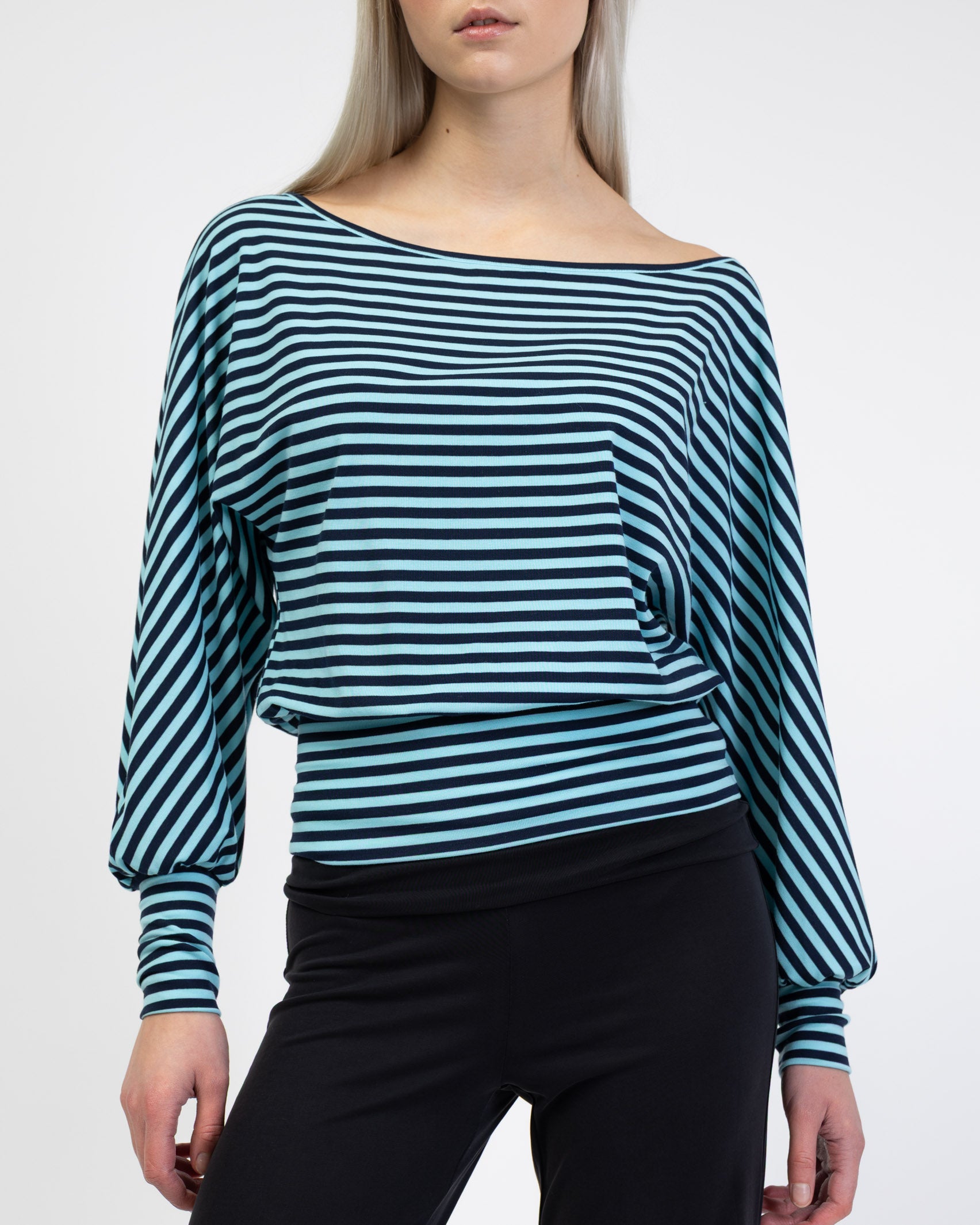 Offshoulder Langarmshirt mit Streifen