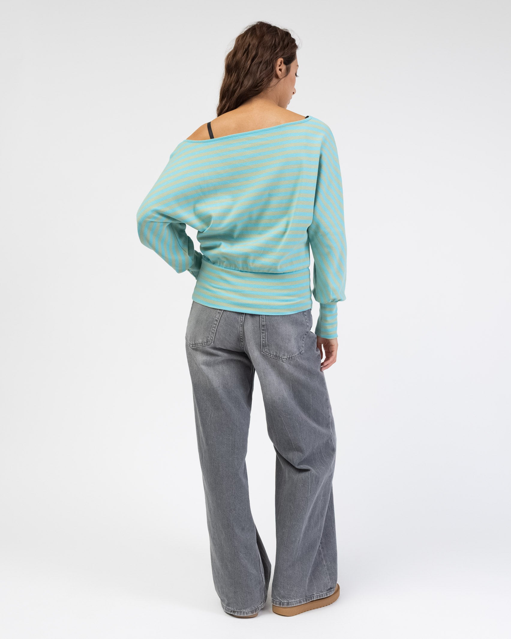 Offshoulder Langarmshirt mit Streifen