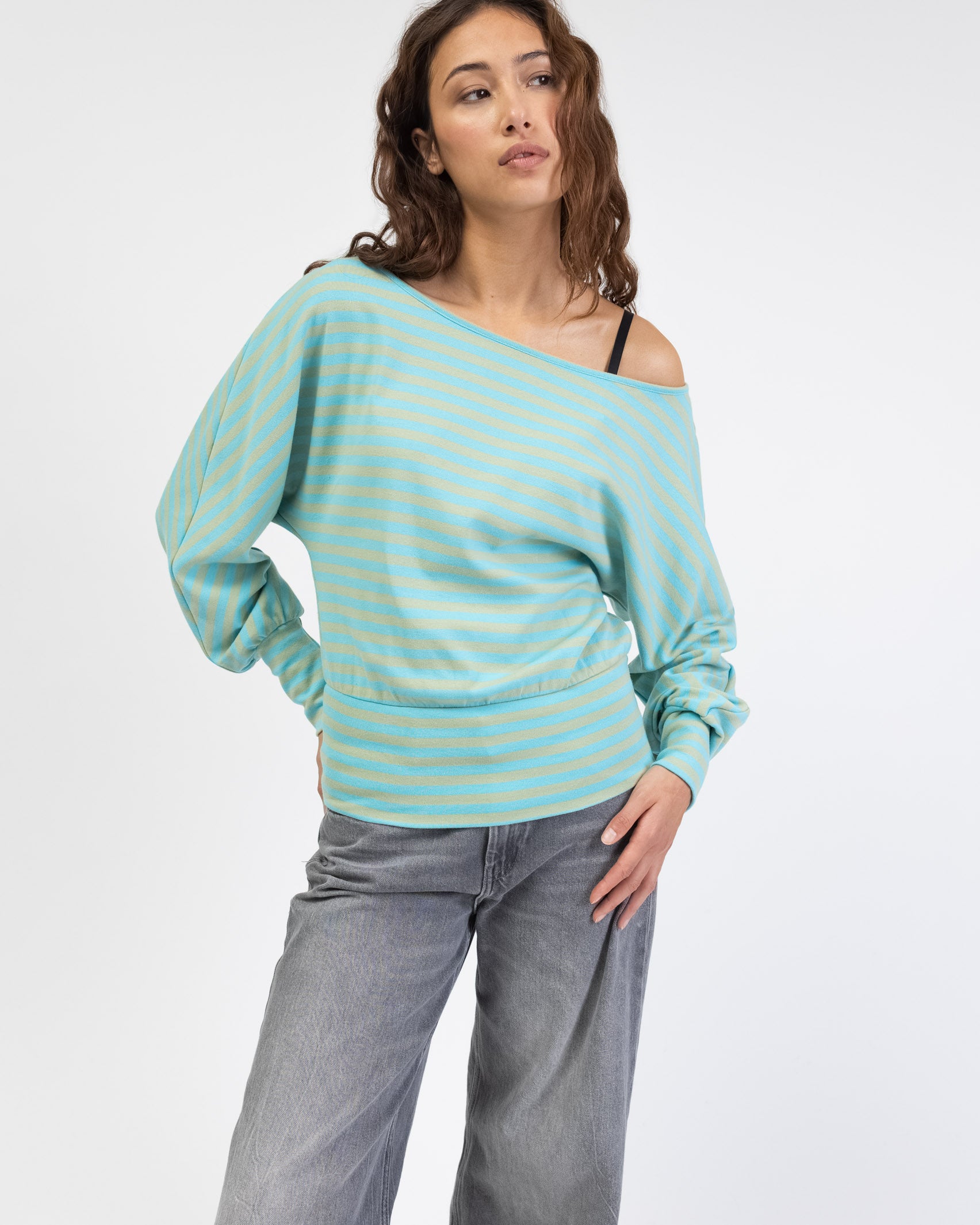 Offshoulder Langarmshirt mit Streifen