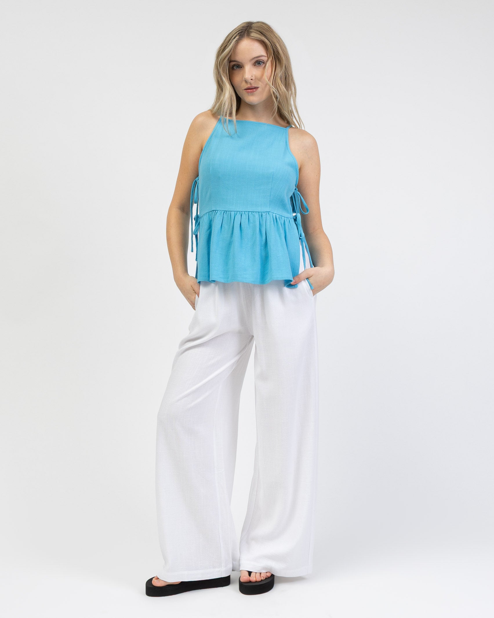 Peplum Top aus Leinen-Mix