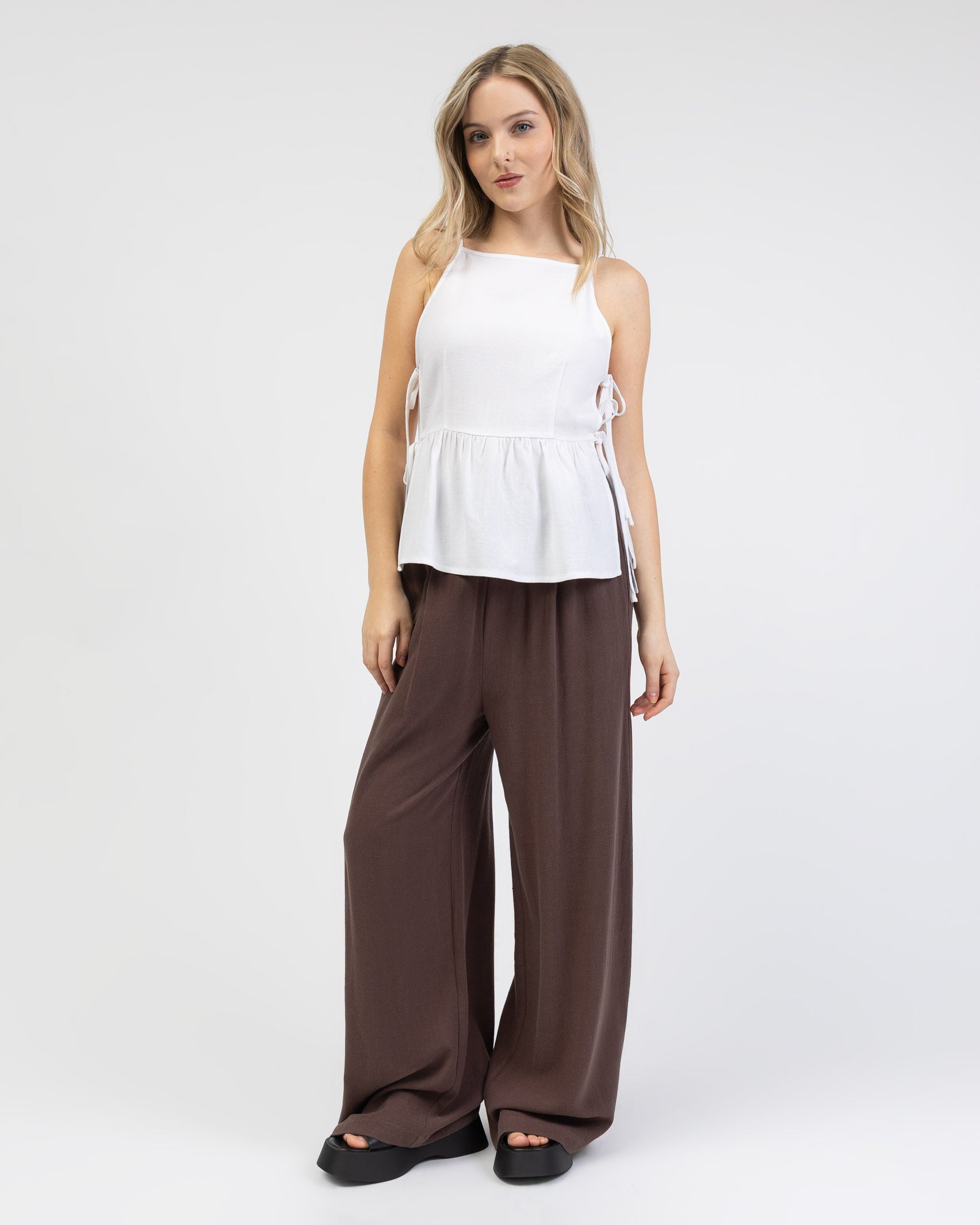 Peplum Top aus Leinen-Mix