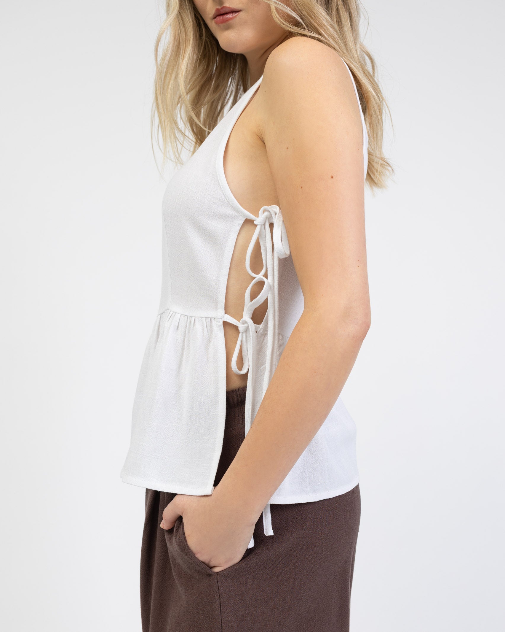 Peplum Top aus Leinen-Mix