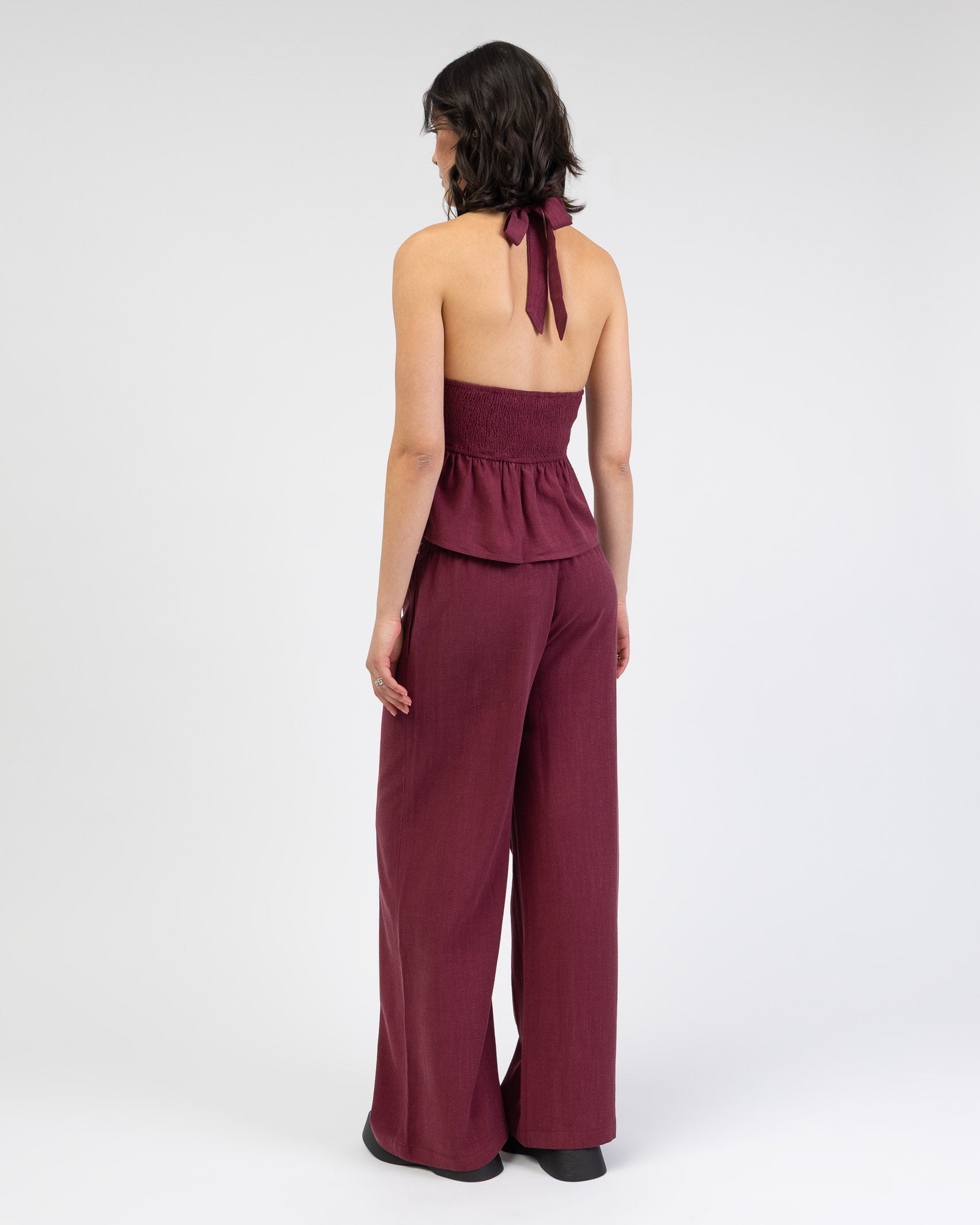 Neckholdertop aus Leinen-Mix