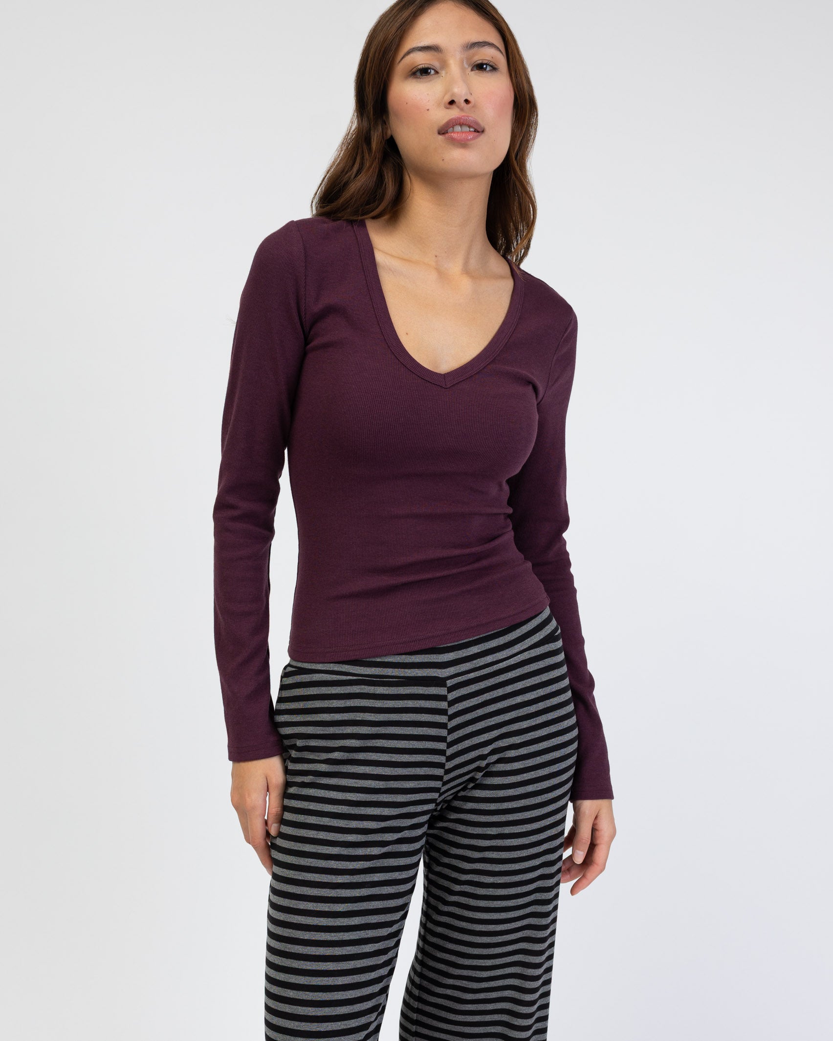 Longshirt mit V-Ausschnitt