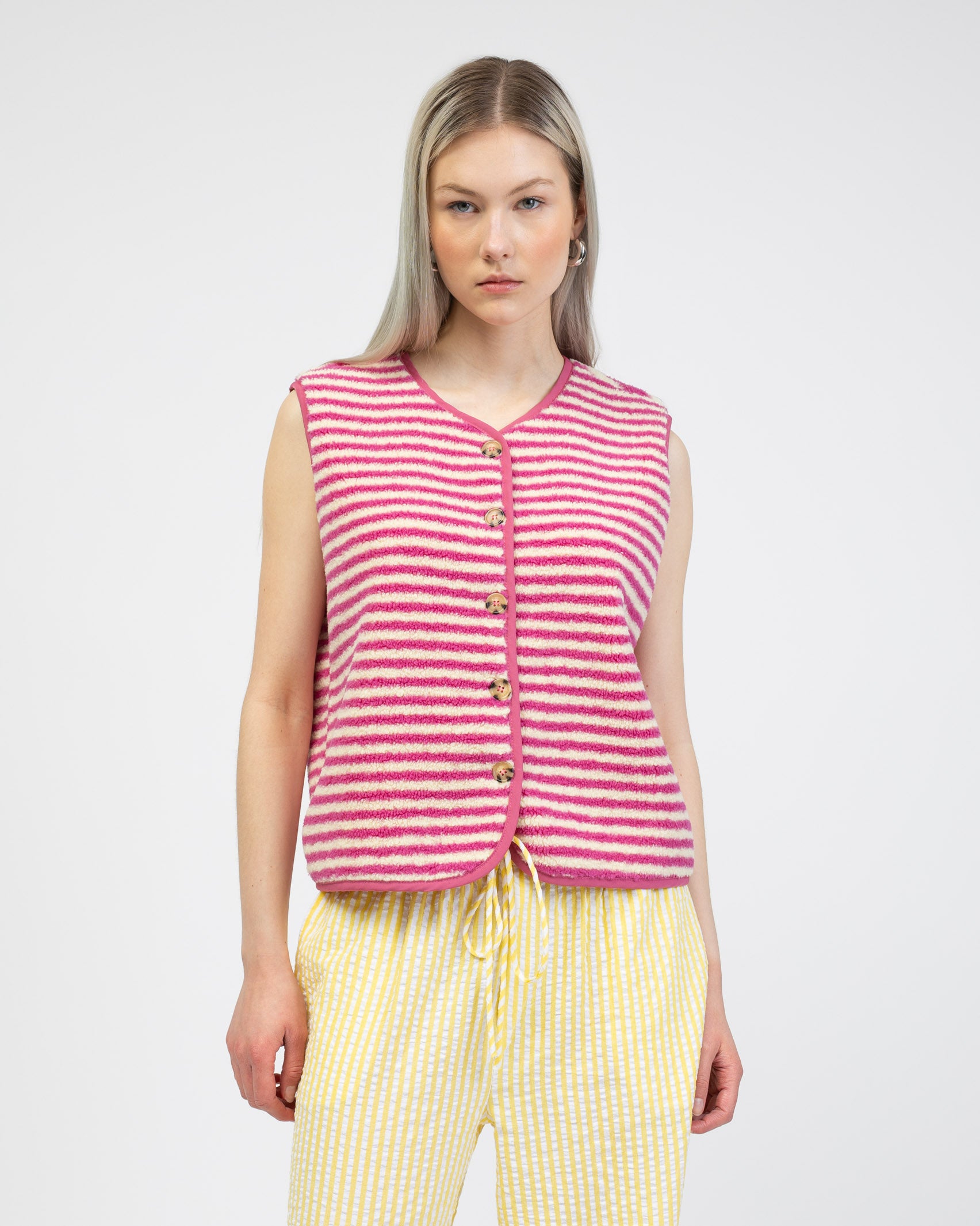 Teddyweste mit Streifenprint