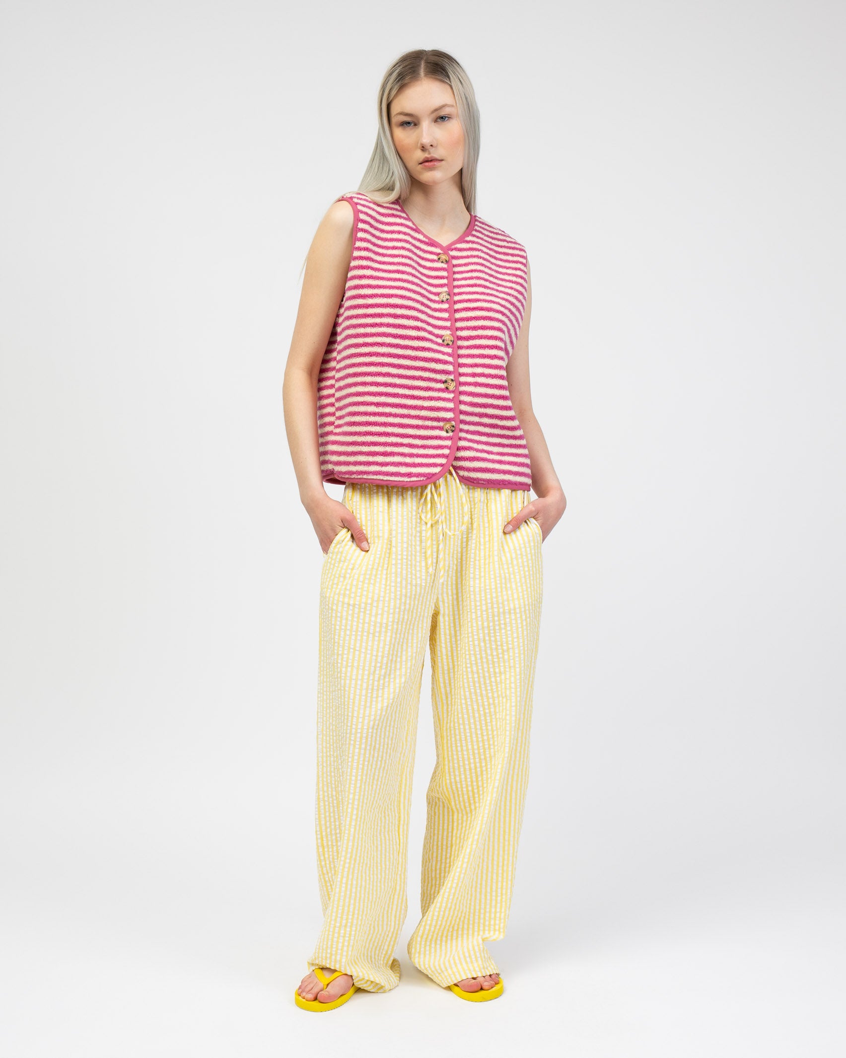 Teddyweste mit Streifenprint