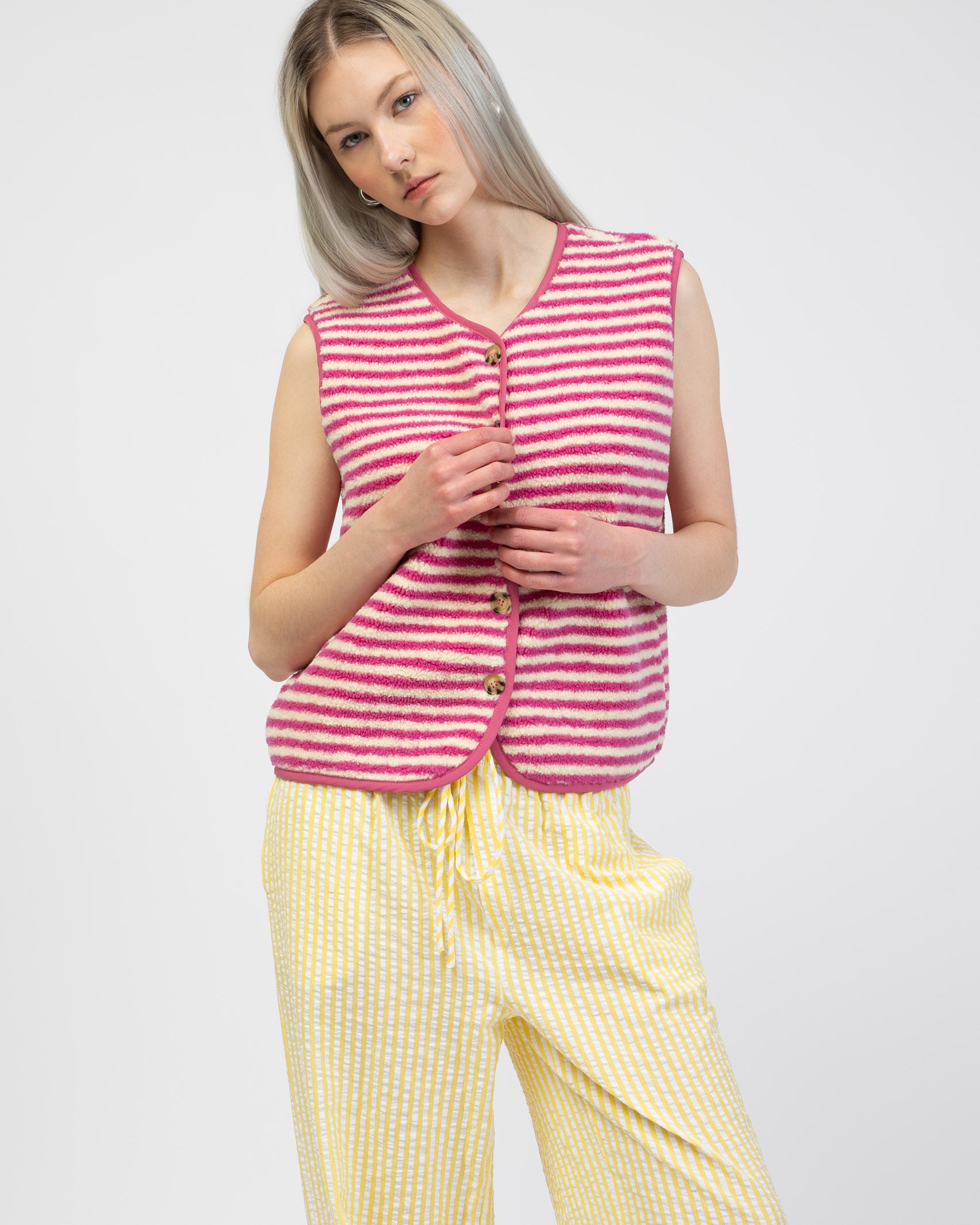 Teddyweste mit Streifenprint