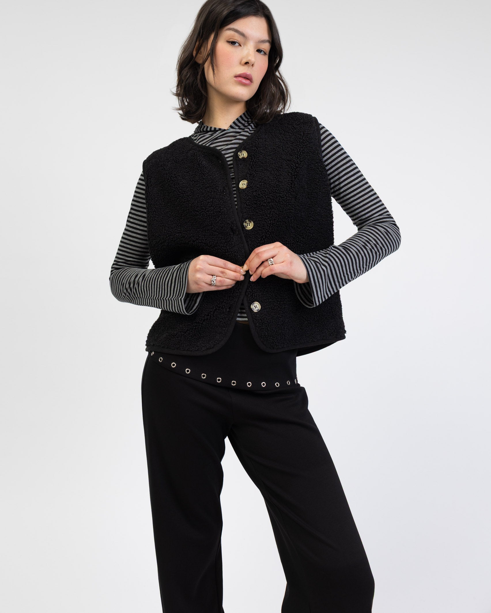 Einfarbige Teddyweste