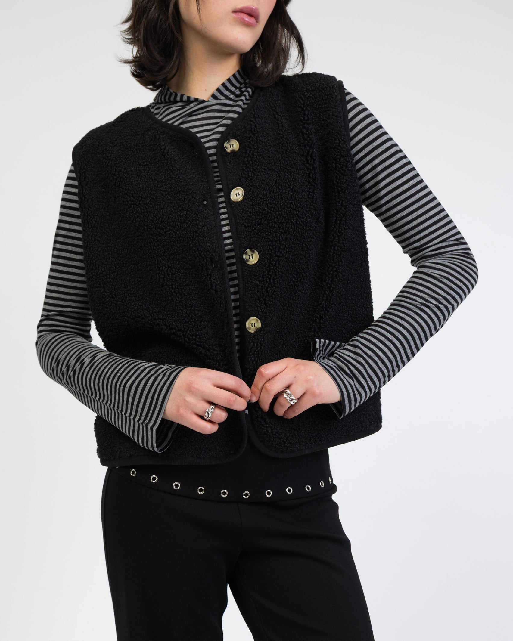 Einfarbige Teddyweste