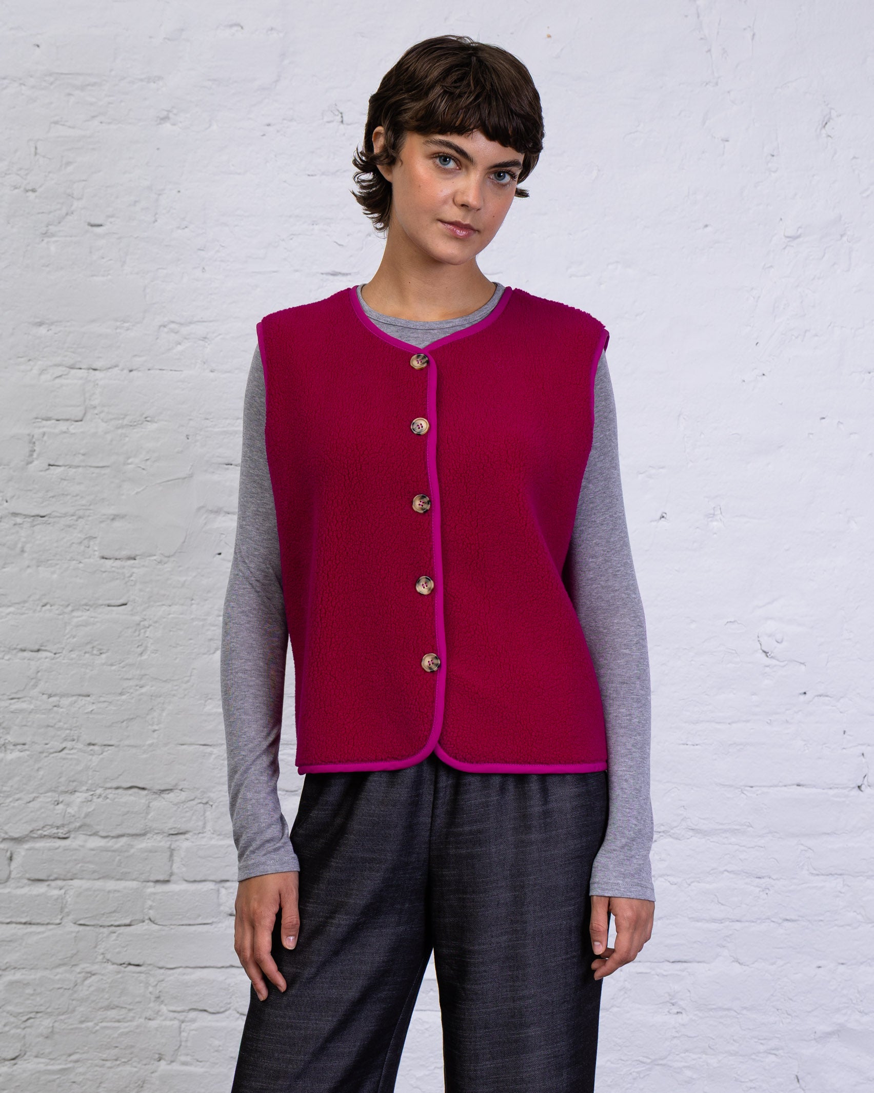 Einfarbige Teddyweste