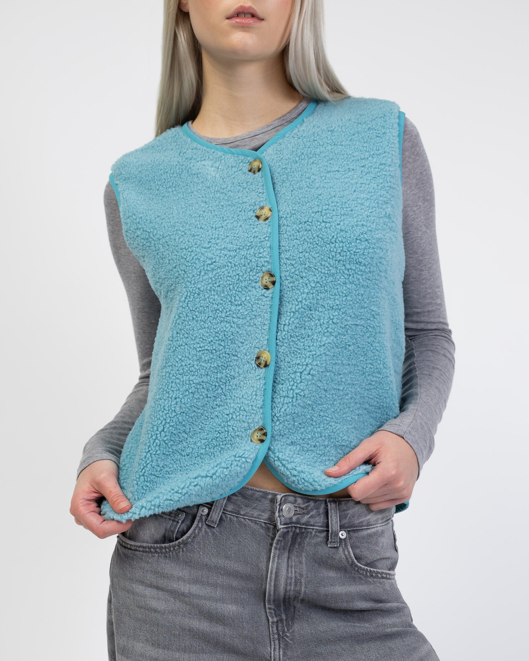 Einfarbige Teddyweste