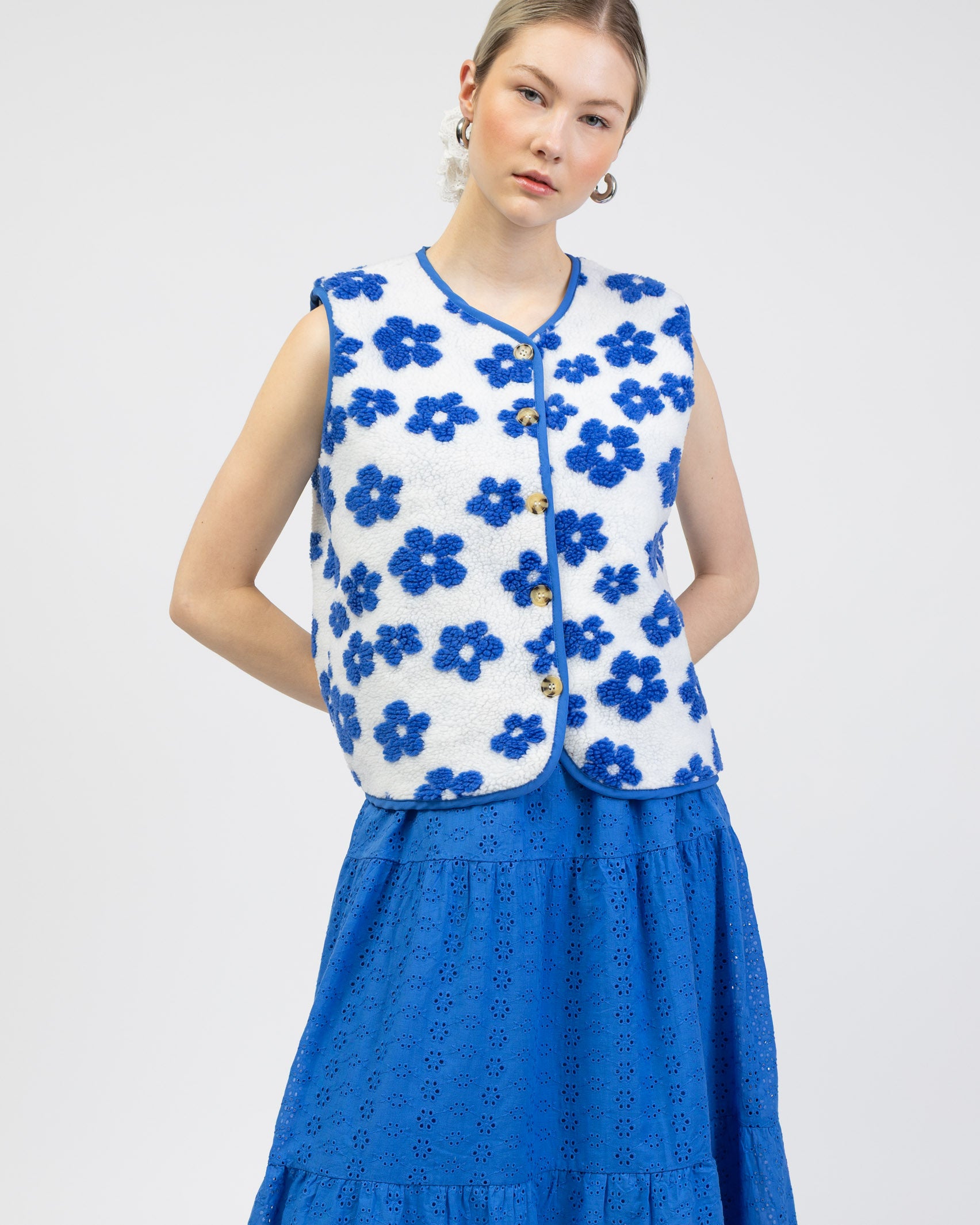 Teddy Weste mit Blumenprint