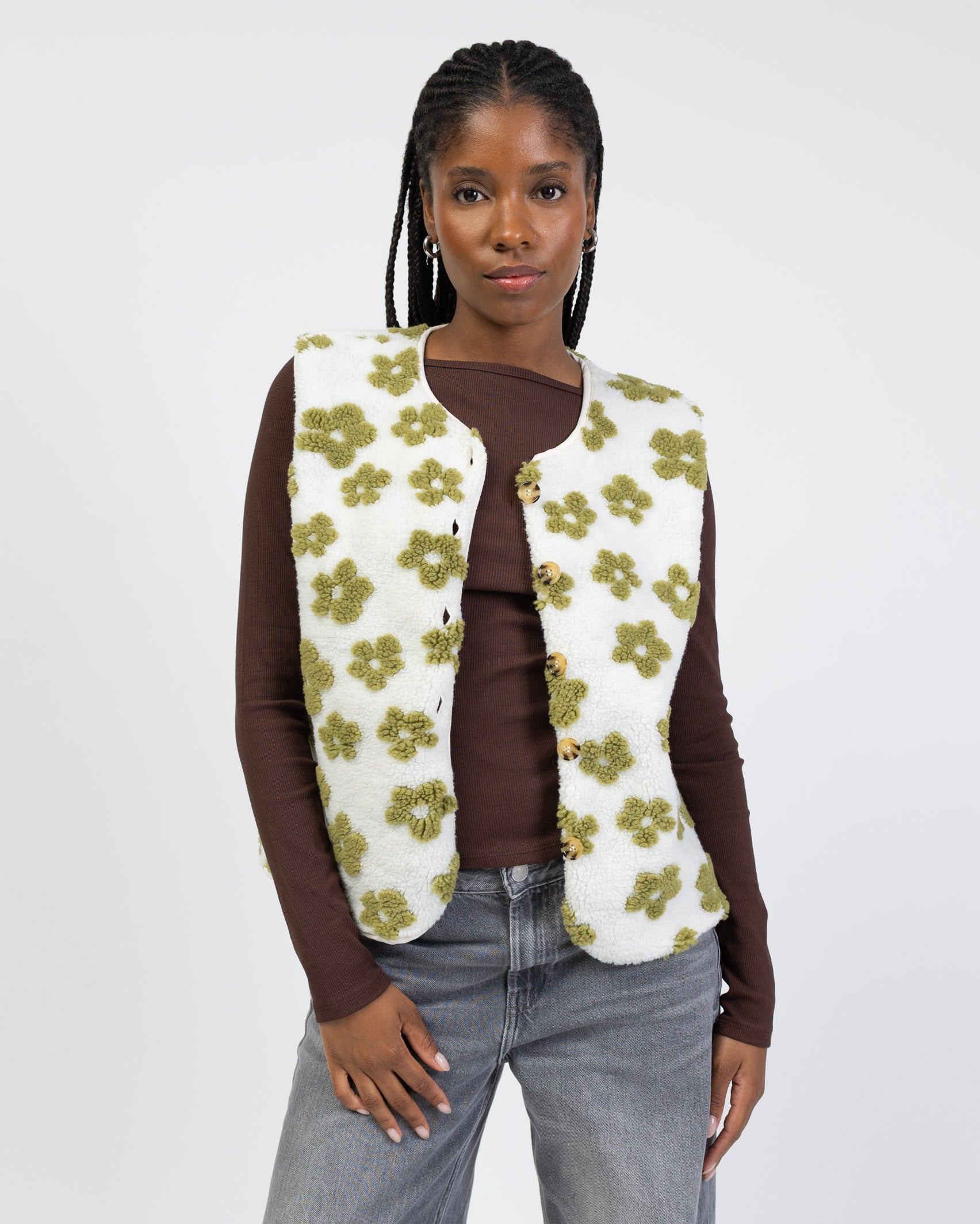 Teddy Weste mit Blumenprint