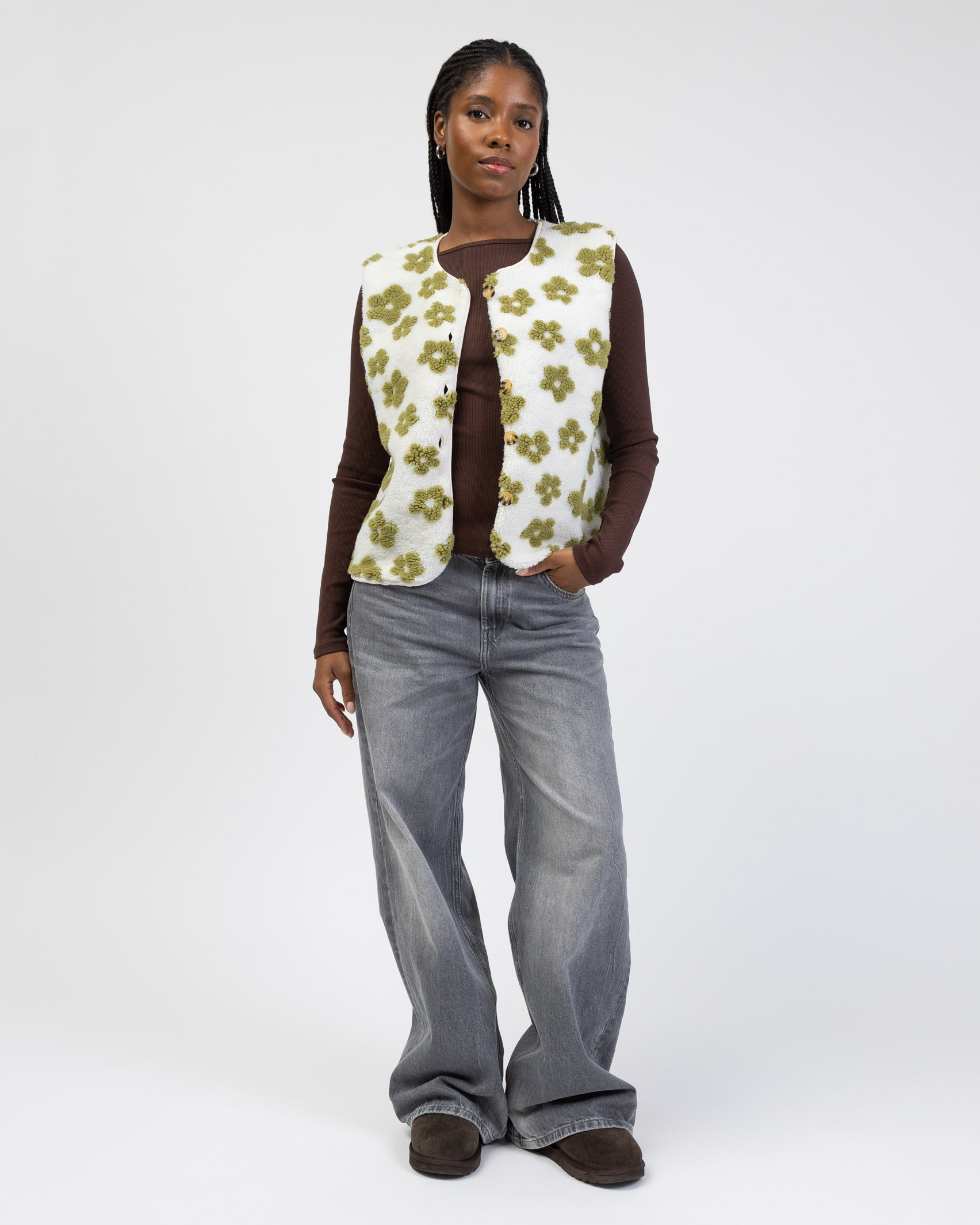 Teddy Weste mit Blumenprint