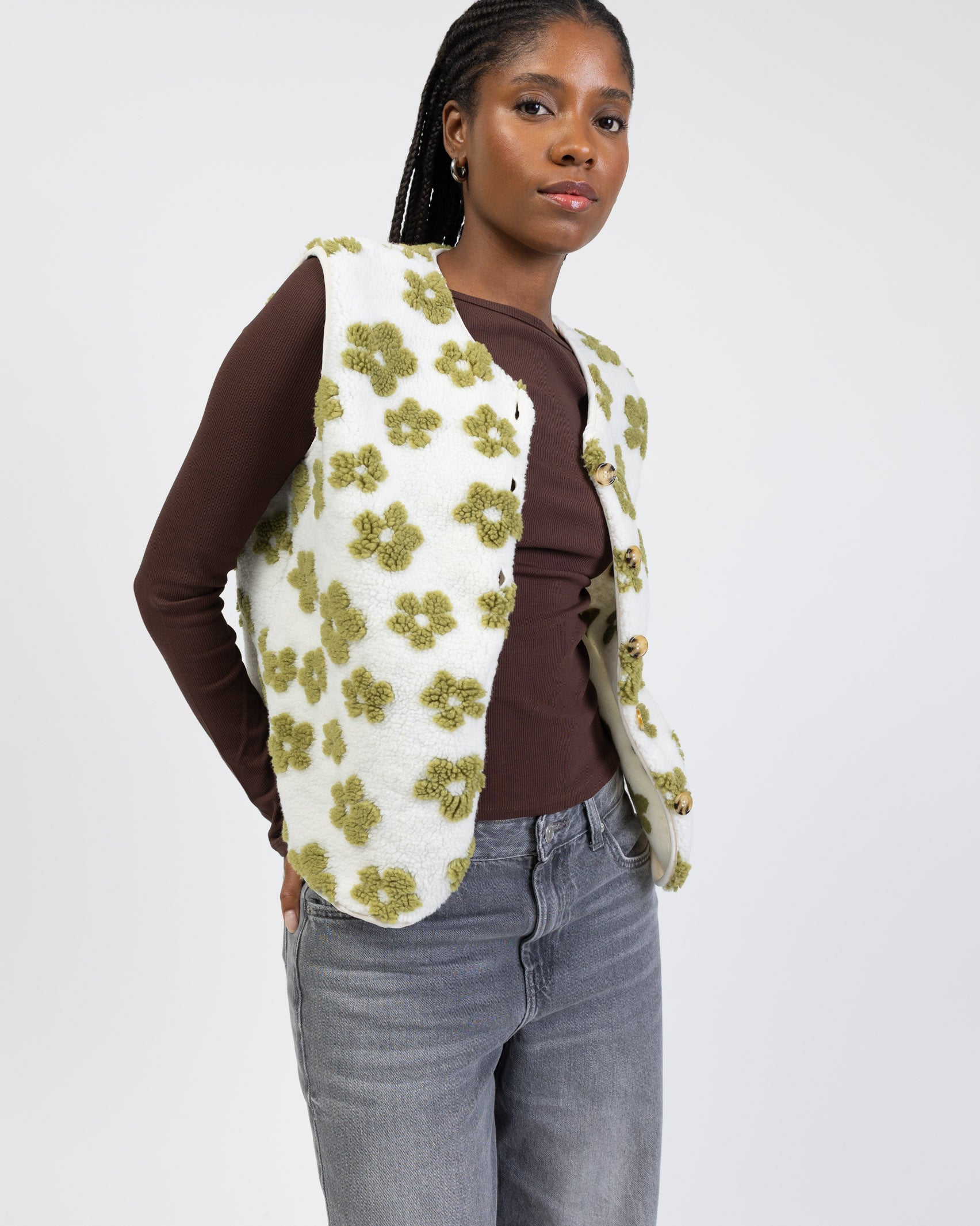 Teddy Weste mit Blumenprint