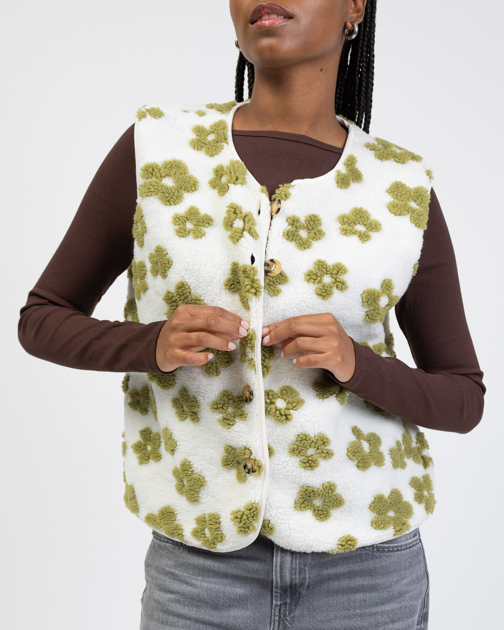 Teddy Weste mit Blumenprint